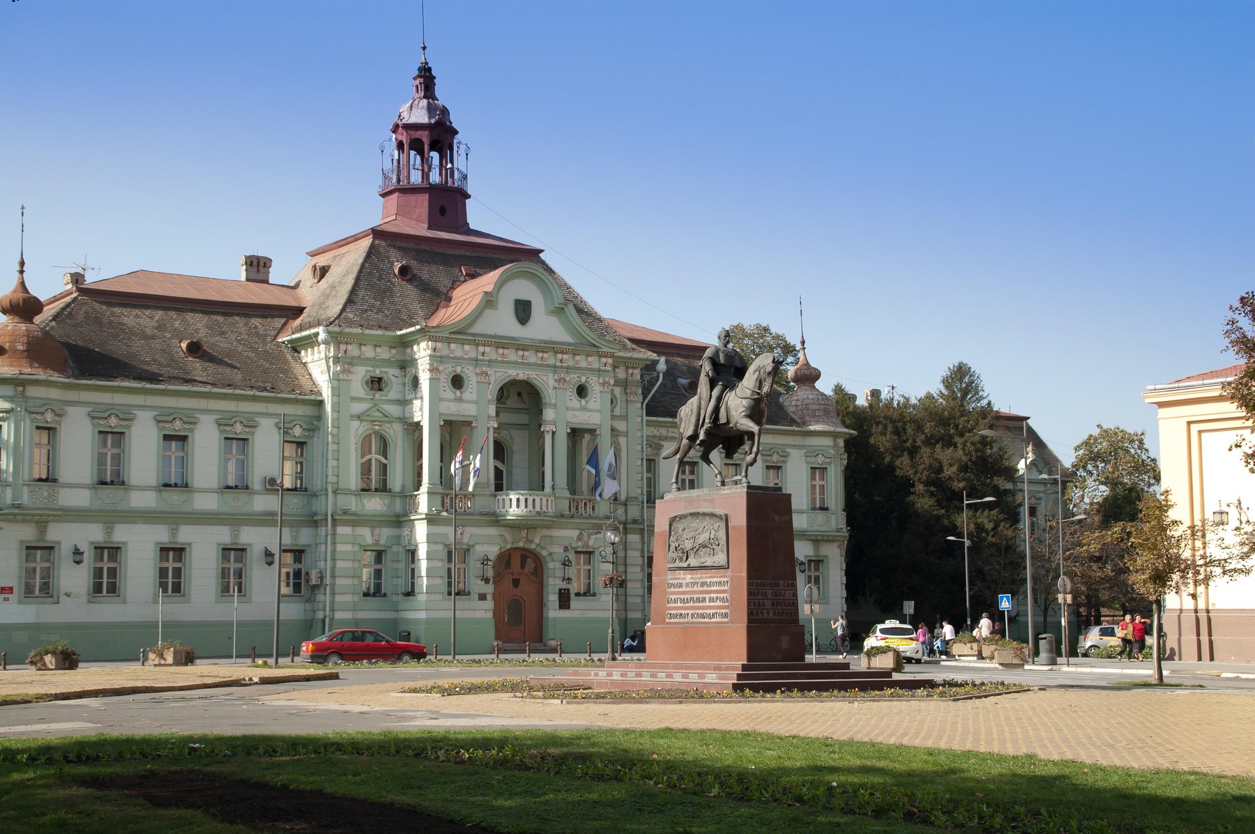 Monument to King Peter in the center of Zrenjanin. The monument is located on the square in front of the municipal administratio