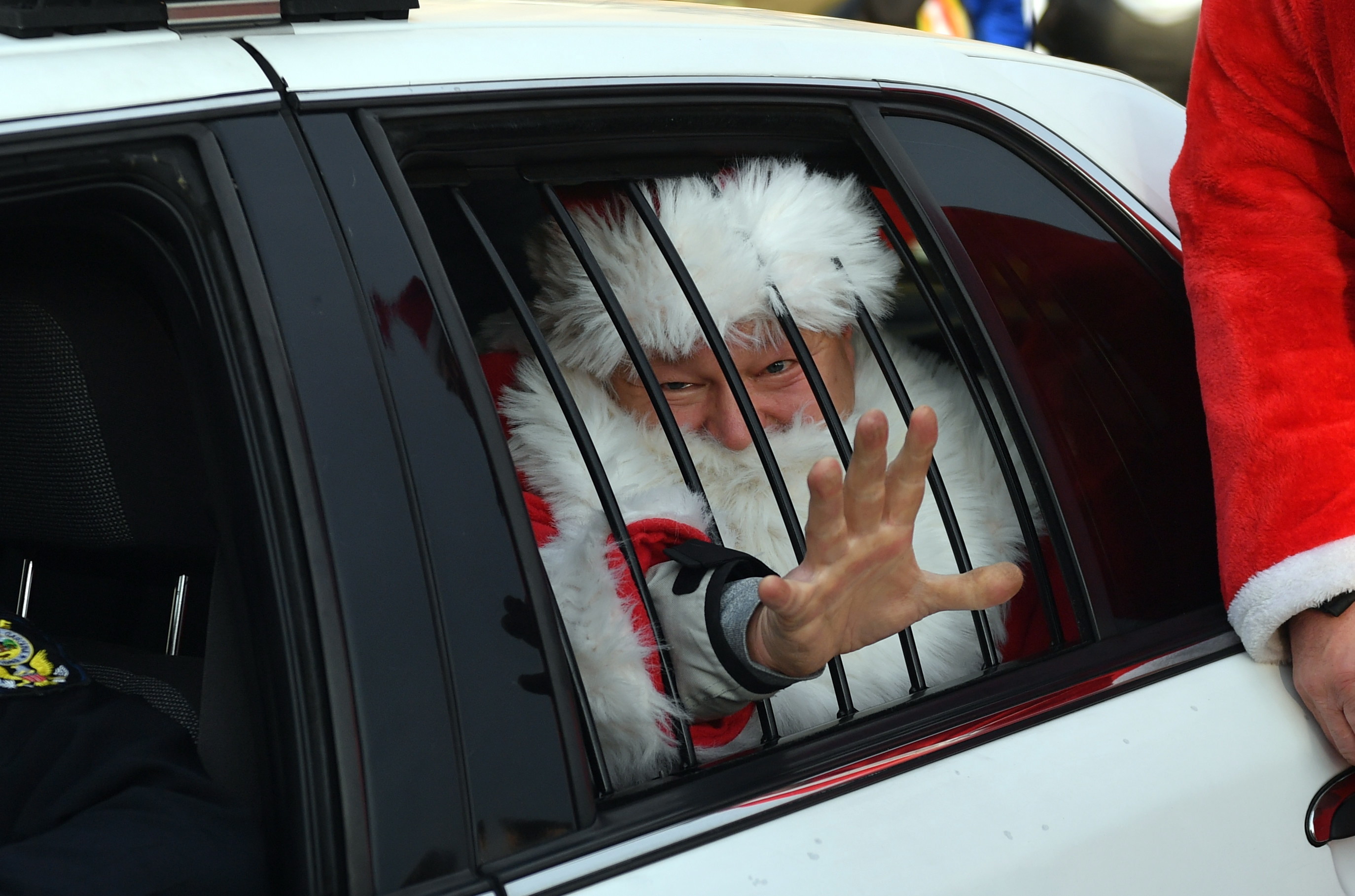 A parade of Santa Claus on motorcycles in Szczecin