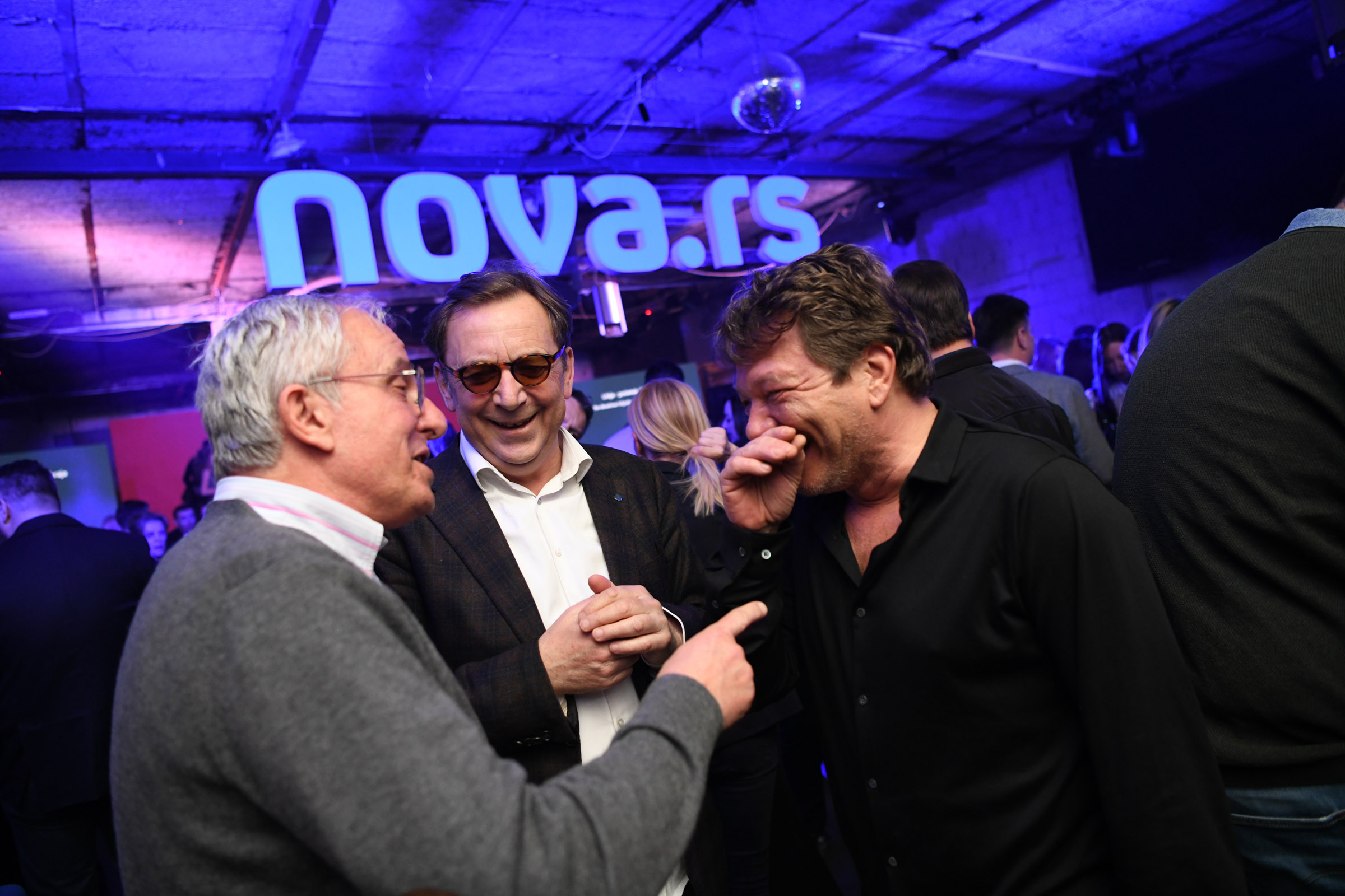 Beograd 05.03.2020. Tihomir Stanić, Dragan Bjelogrlić. Žurka, proslava povodom pokretanja informativnog portala Nova.rs. Dorćol plac, Dorćol Platz, portal Nova.rs Foto: Nova.rs