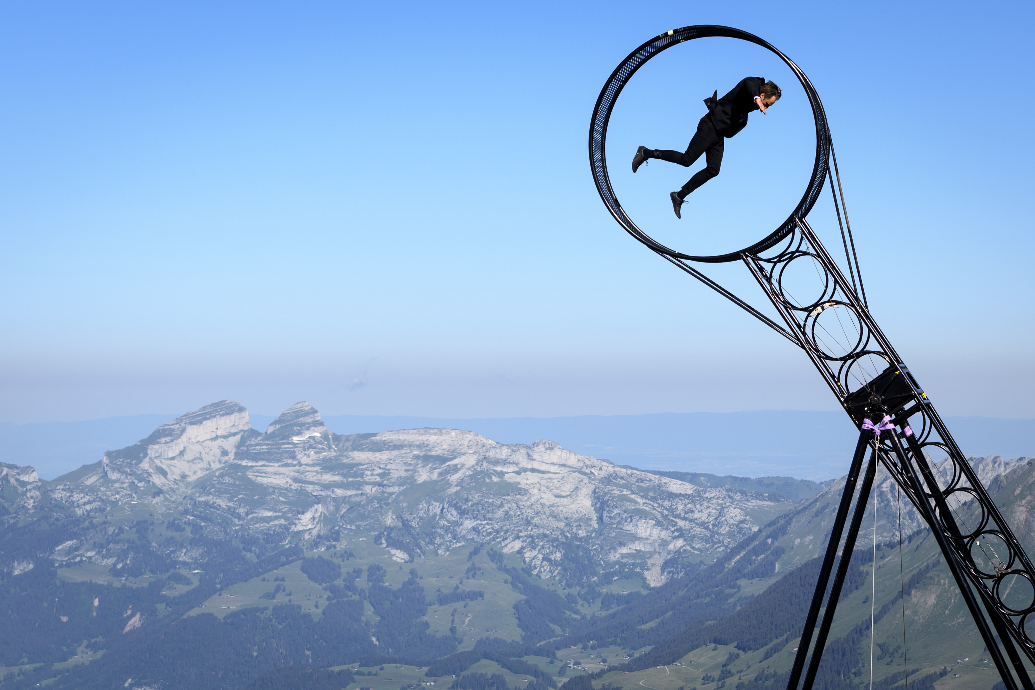Acrobatic shows held during Glacier 3000 in Switzerland