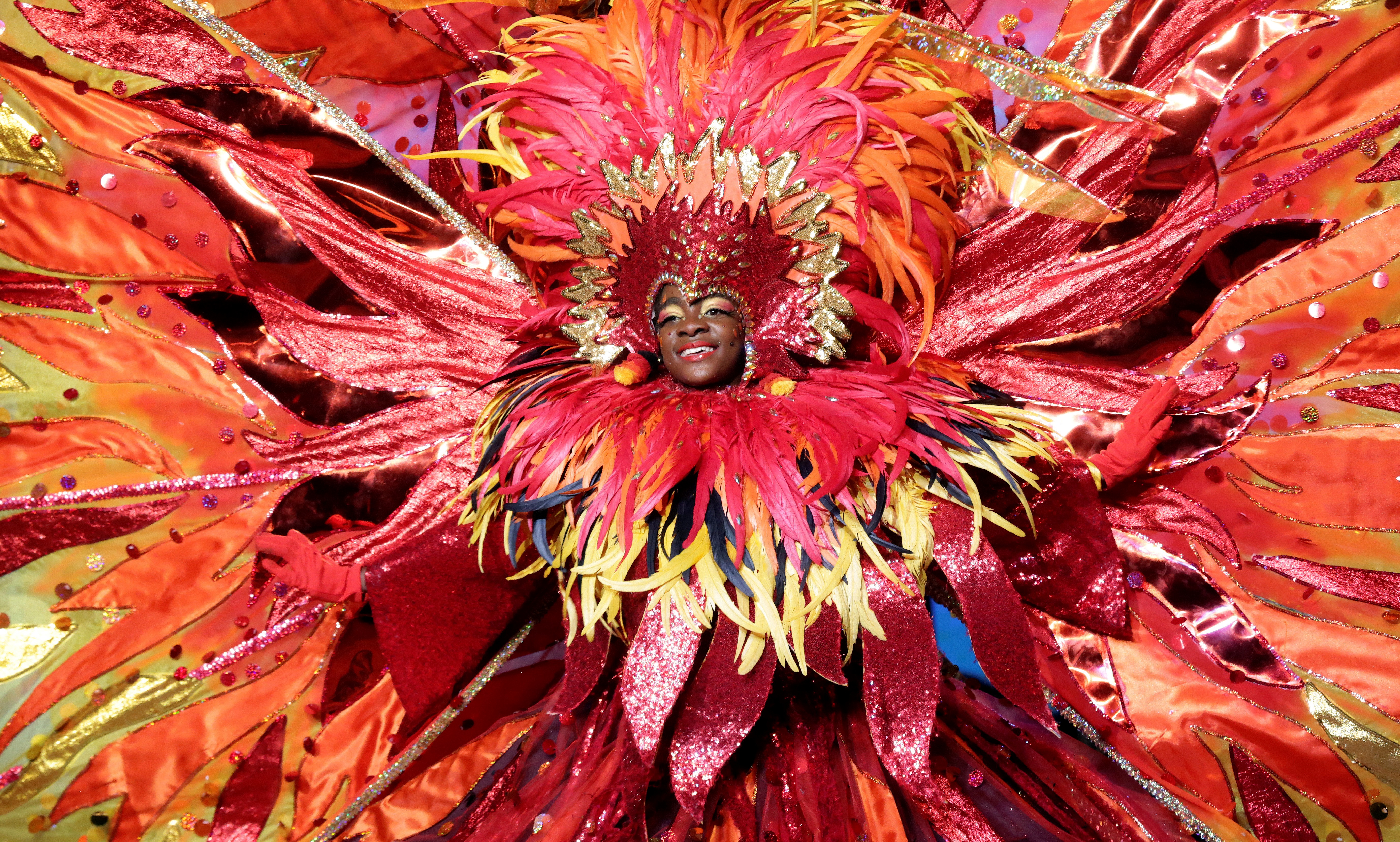 epaselect epa08243255 Junior National Queen of Carnival Aniya Sealy performs during the gala held to choose Queen and King of Carnival at Queen's Park Savannah, Port Spain, Trinidad and Tobago, 24 february 2020.  EPA-EFE/Andrea de Silva