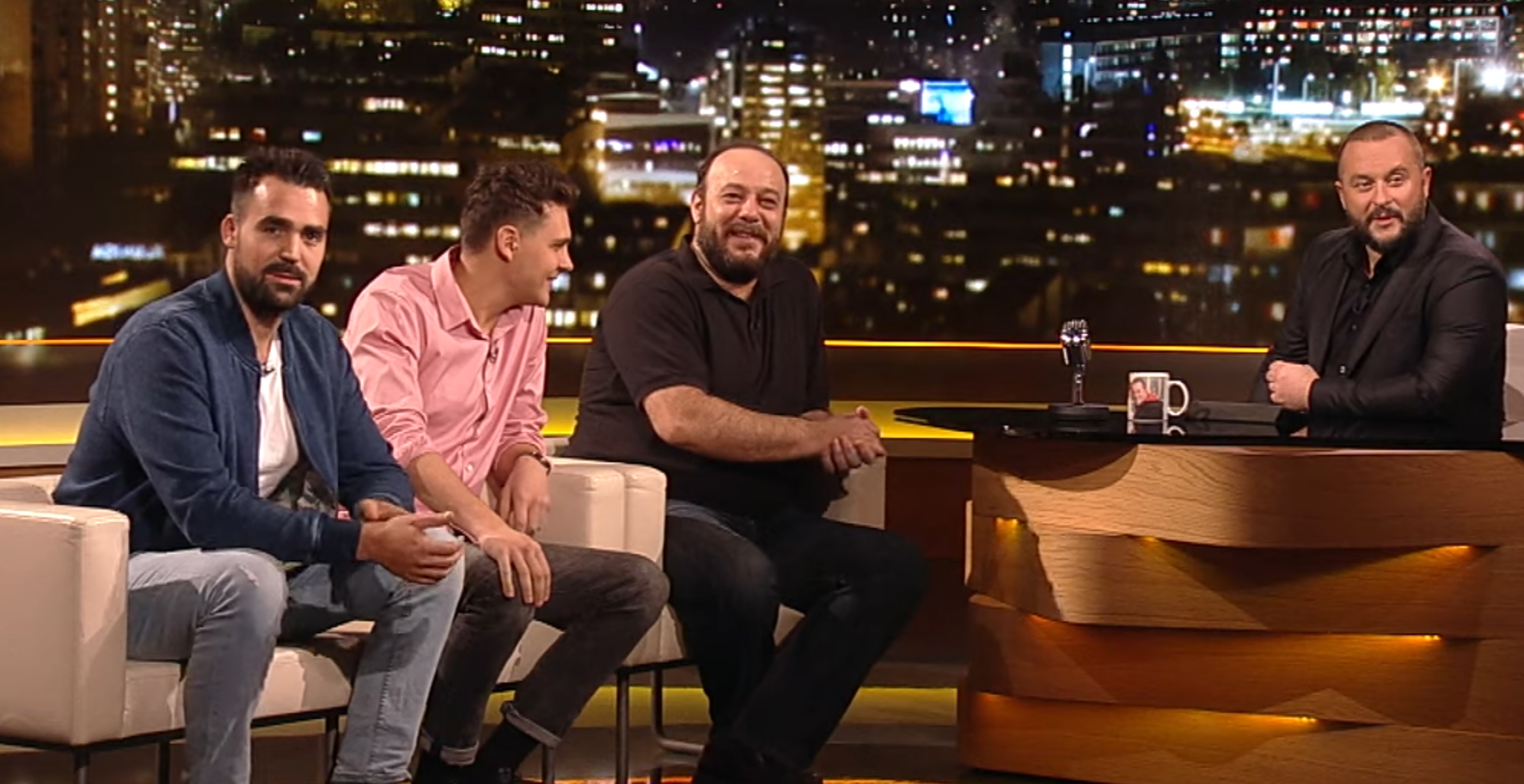 Miodrag Radonjić, Miloš Biković, Ljubomir Bandović, Ivan Ivanović, emisija Veče sa Ivanom Ivanovićem Foto: Nova S