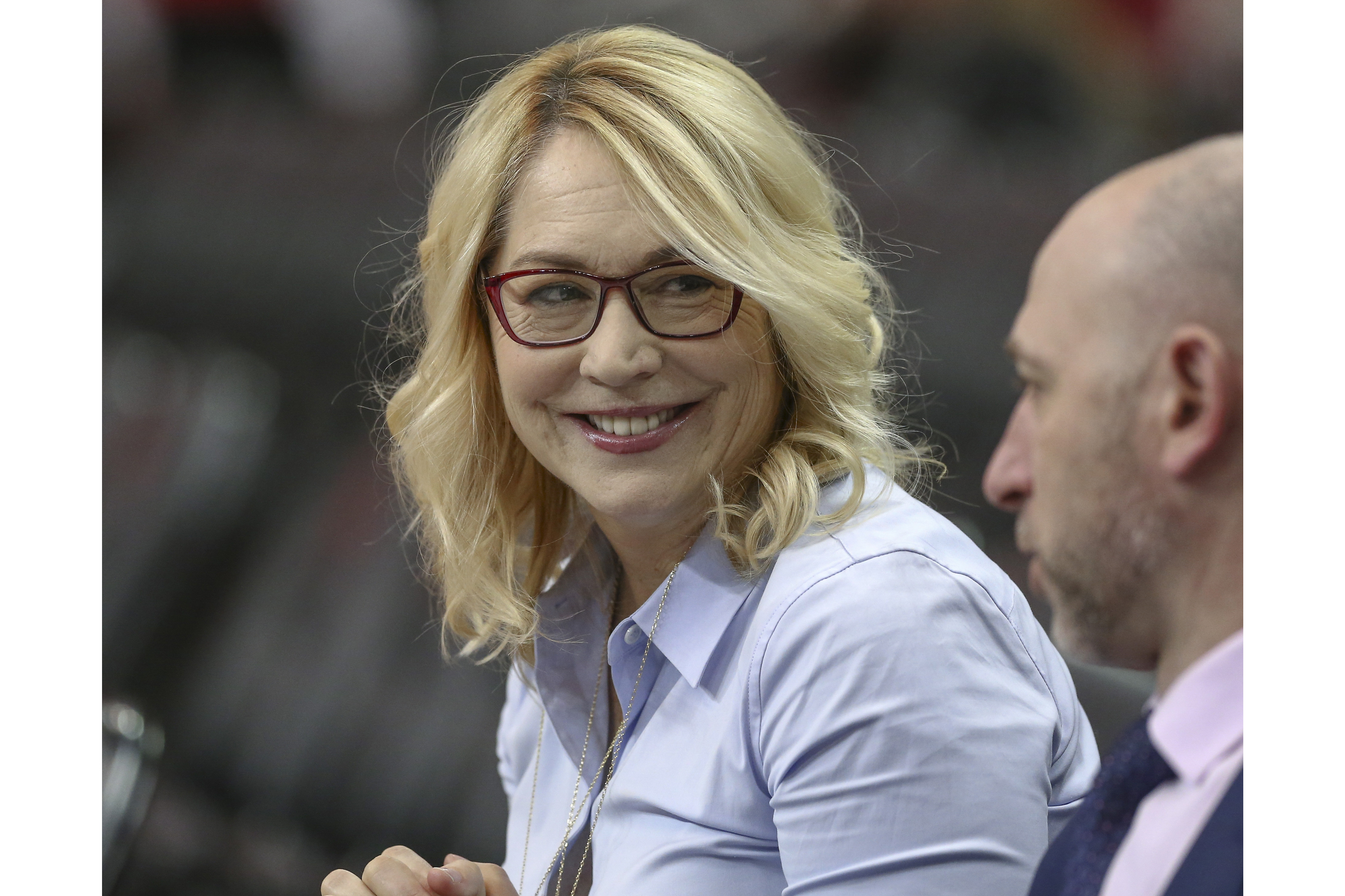 Jan 31, 2020; Houston, Texas, USA; Broadcast analyst Doris Burke smiles before a game between the Houston Rockets and the Dallas Mavericks at Toyota Center. Mandatory Credit: Troy Taormina-USA TODAY Sports - 13980028