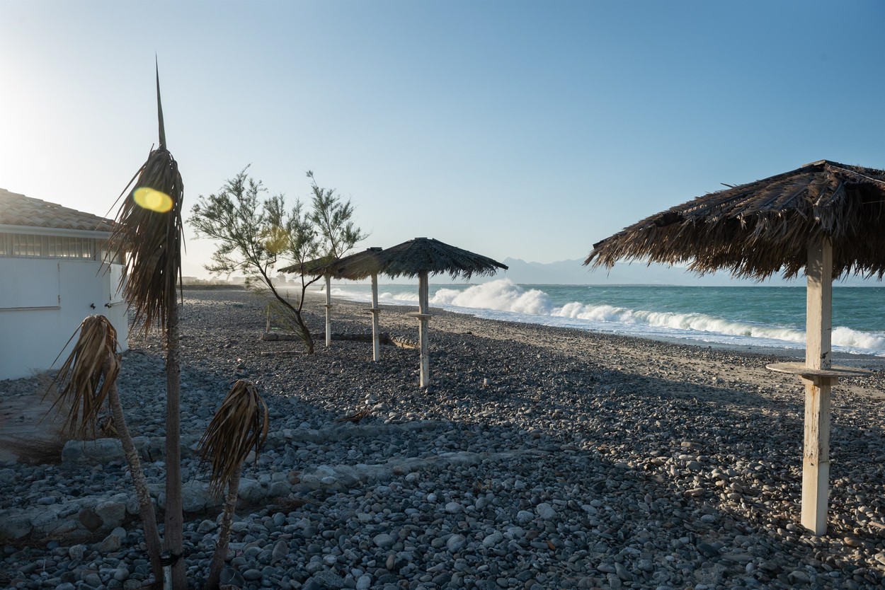 The construction works for beaches and bathing establishments are underway during coronavrius emergency in Calabria