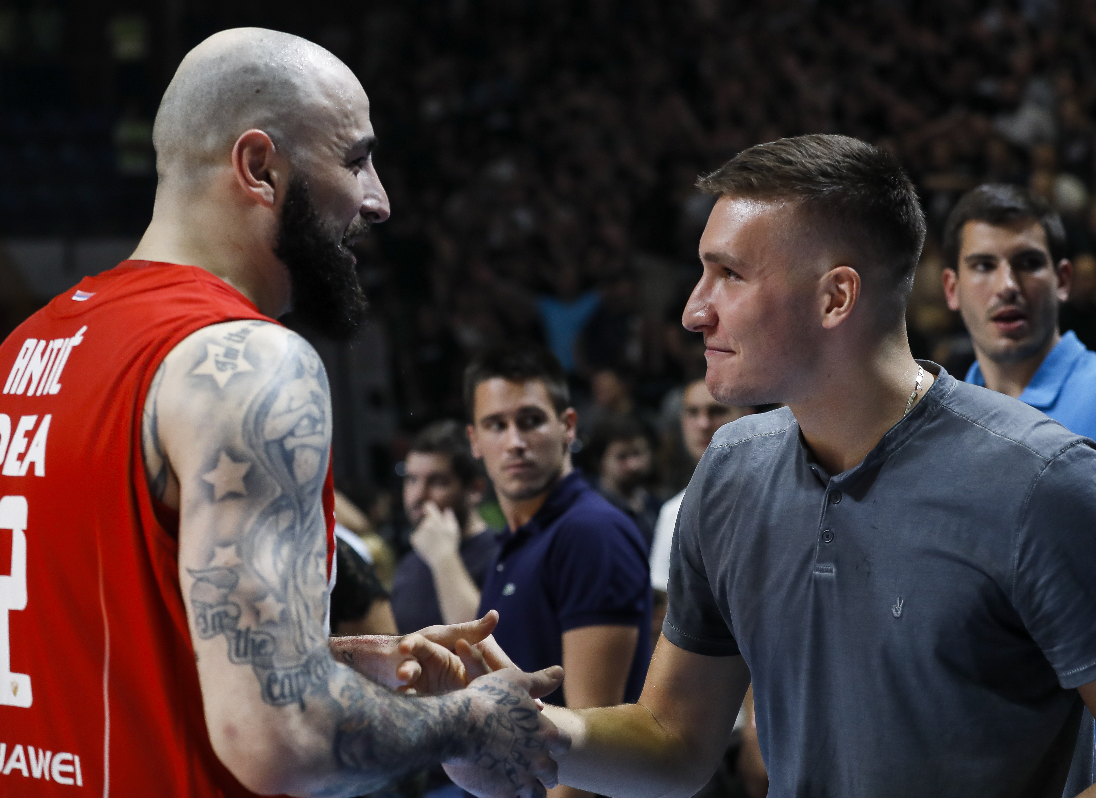 Kosarka Kosarkaska Liga Srbije Play Off season 2017-2018
Partizan v Crvena Zvezda (Game Two II)
Bogdan Bogdanovic (R) and Pero Antic
Belgrade, 30.05.2018.
foto: Srdjan Stevanovic/Starsportphoto ©