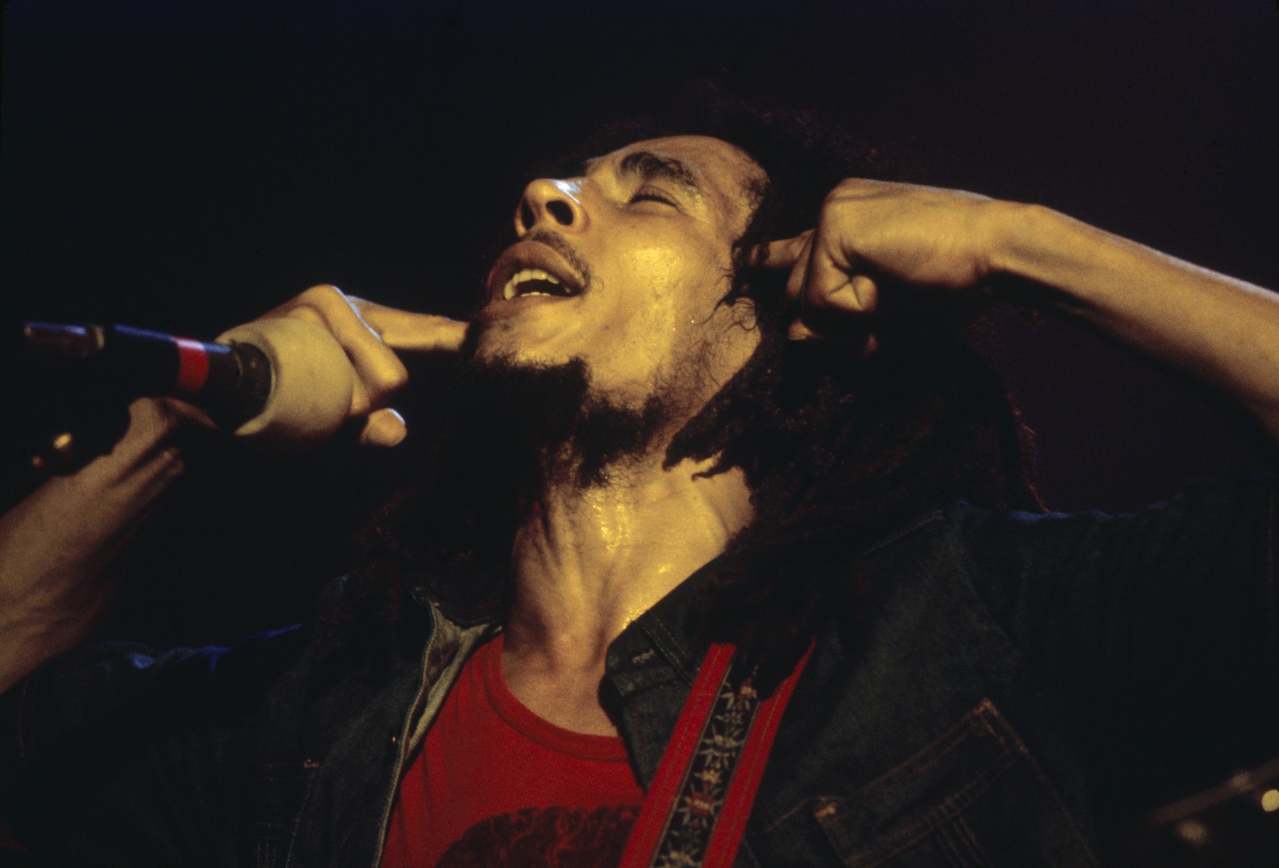 Jamaican reggae legend Bob Marley (1945 - 1981) on stage at the Hammersmith Odeon, London in June 1977.,Image: 480199517, License: Rights-managed, Restrictions: , Model Release: no, Credit line: Anwar Hussein / PA Images / Profimedia