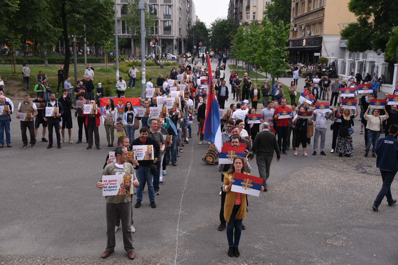Beograd 15.05.2020. Protest podrške Ne damo svetinje ispred crkve Svetog Marka Foto:Dragan Mujan/Nova.rs