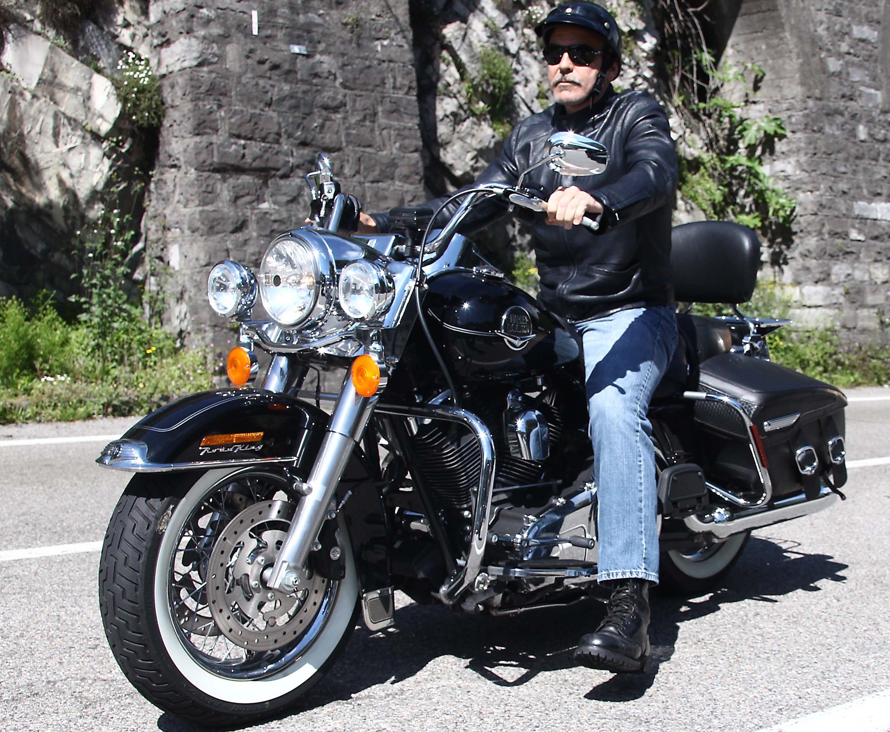 George Clooney rides his chopper