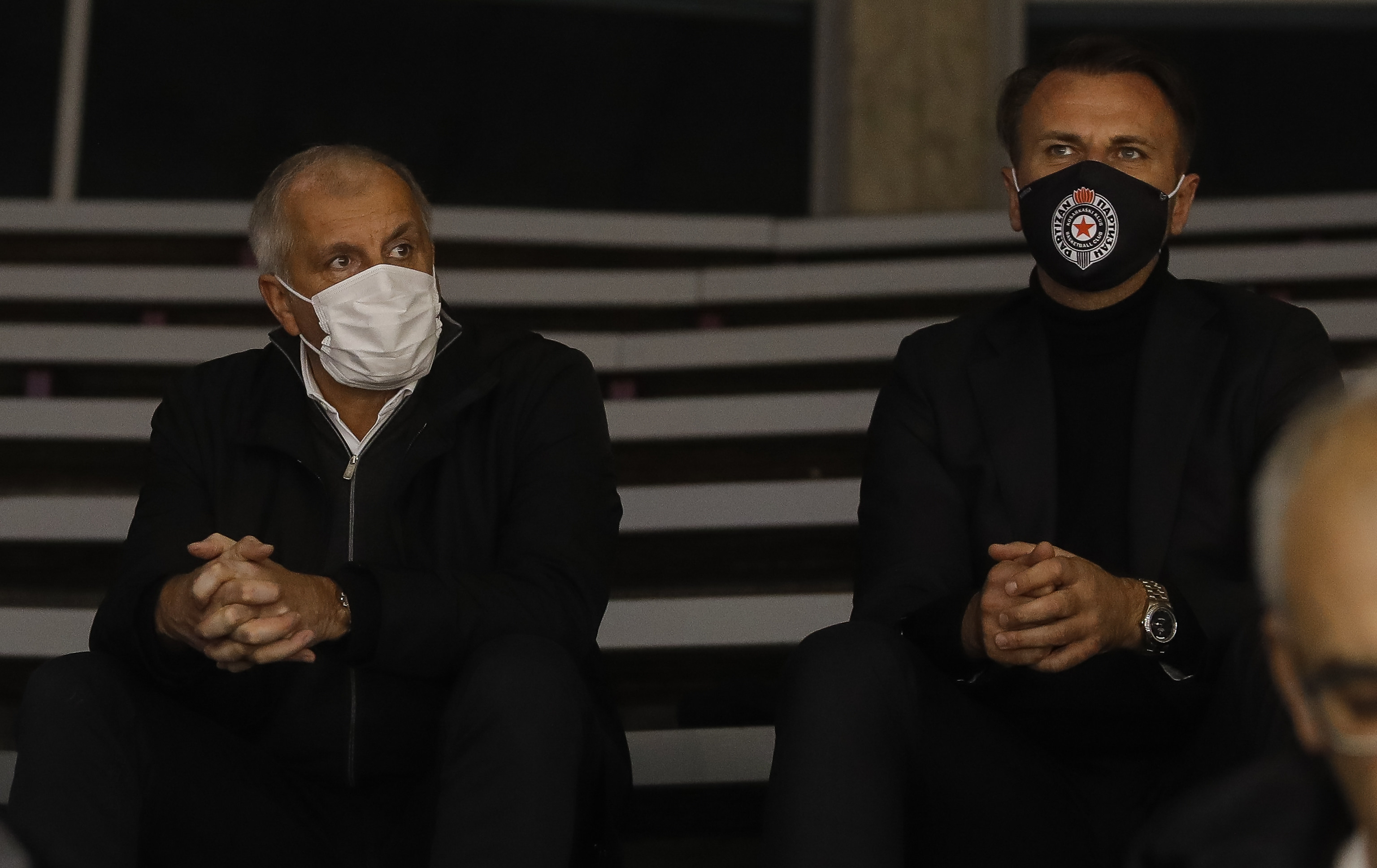 Kosarka EuroCup  season 2020/2021
Partizan v Unics Kazan
Zeljko Obradovic (L) and Ostoja Mijailovic
Beograd, 17.11.2020.
foto: Srdjan Stevanovic/Starsportphoto ©