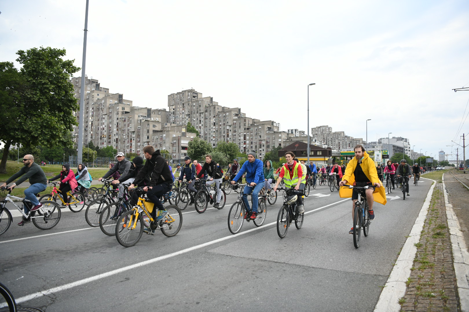 Beograd 30.05.2020. Protest biciklista. Biciklisti, Ulice za bicikliste, Novi Beograd Foto: Vesna Lalić/Nova.rs