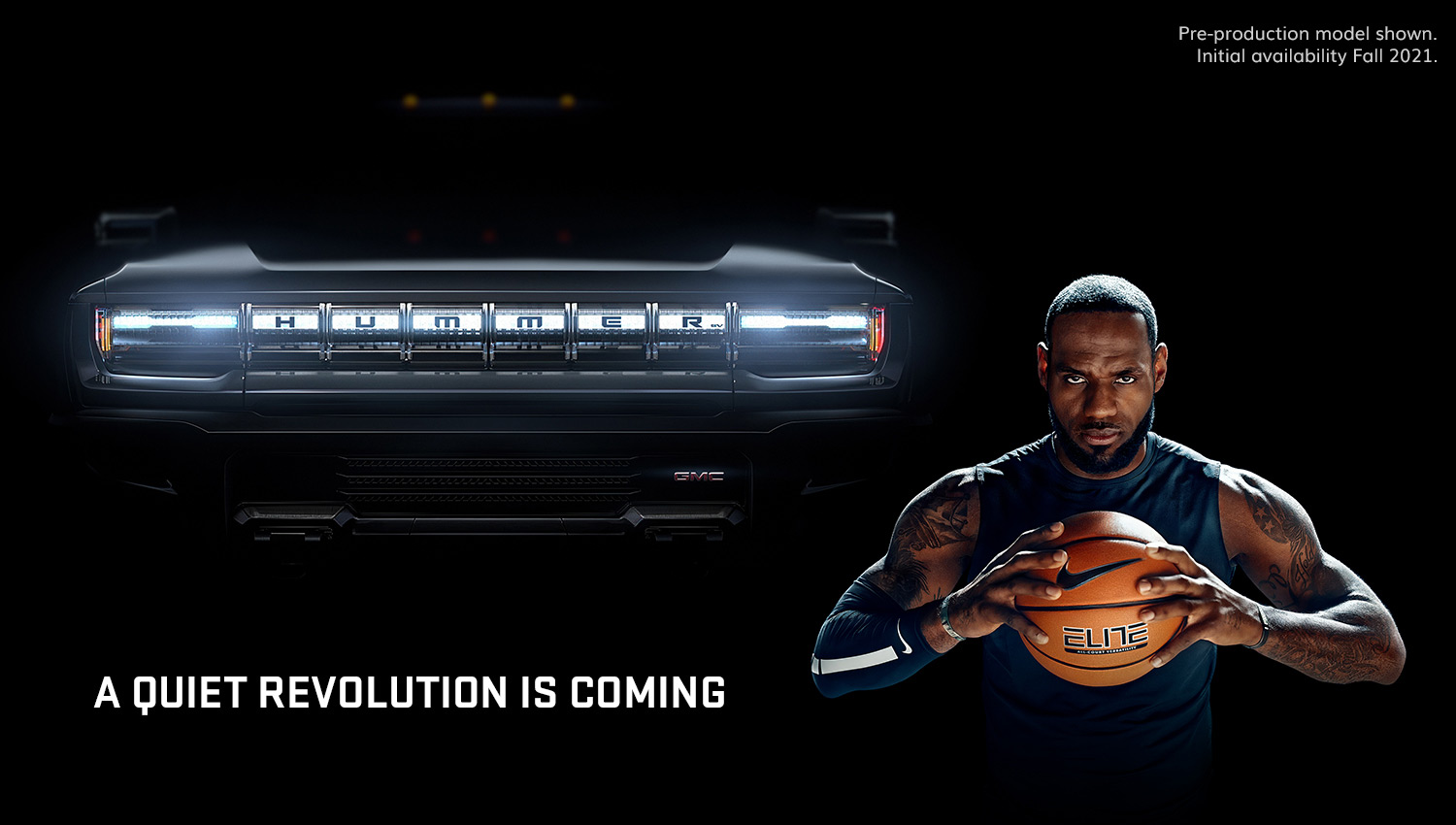 GMC HUMMER EV brings bold design and remarkable capability to the electrified vehicle space. GMC introduces the HUMMER EV in an ad titled “Quiet Revolution” featuring LeBron James.