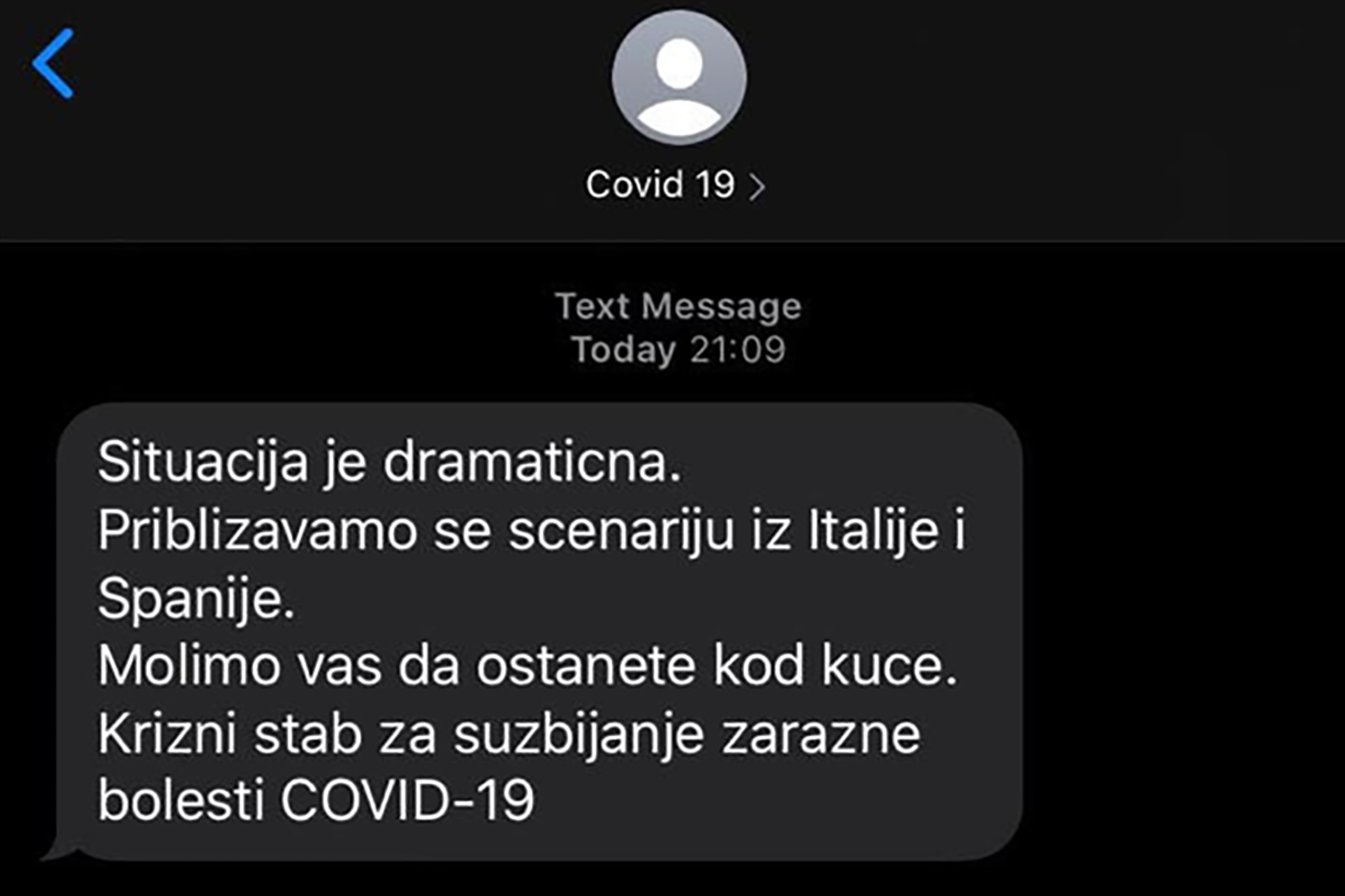 Covid sms, poruka, koronavirus, korona,