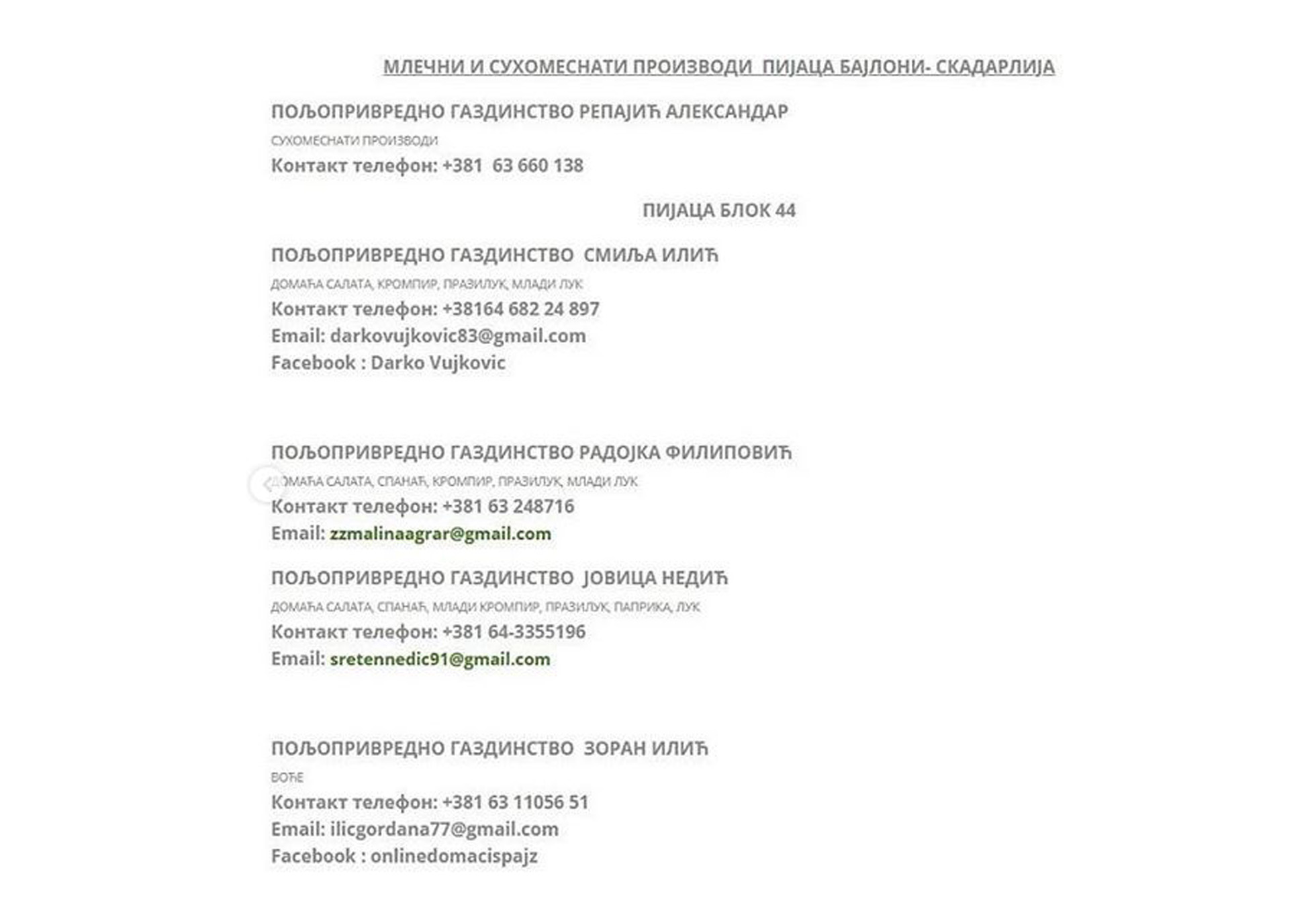 Gradske pijace proizvođači