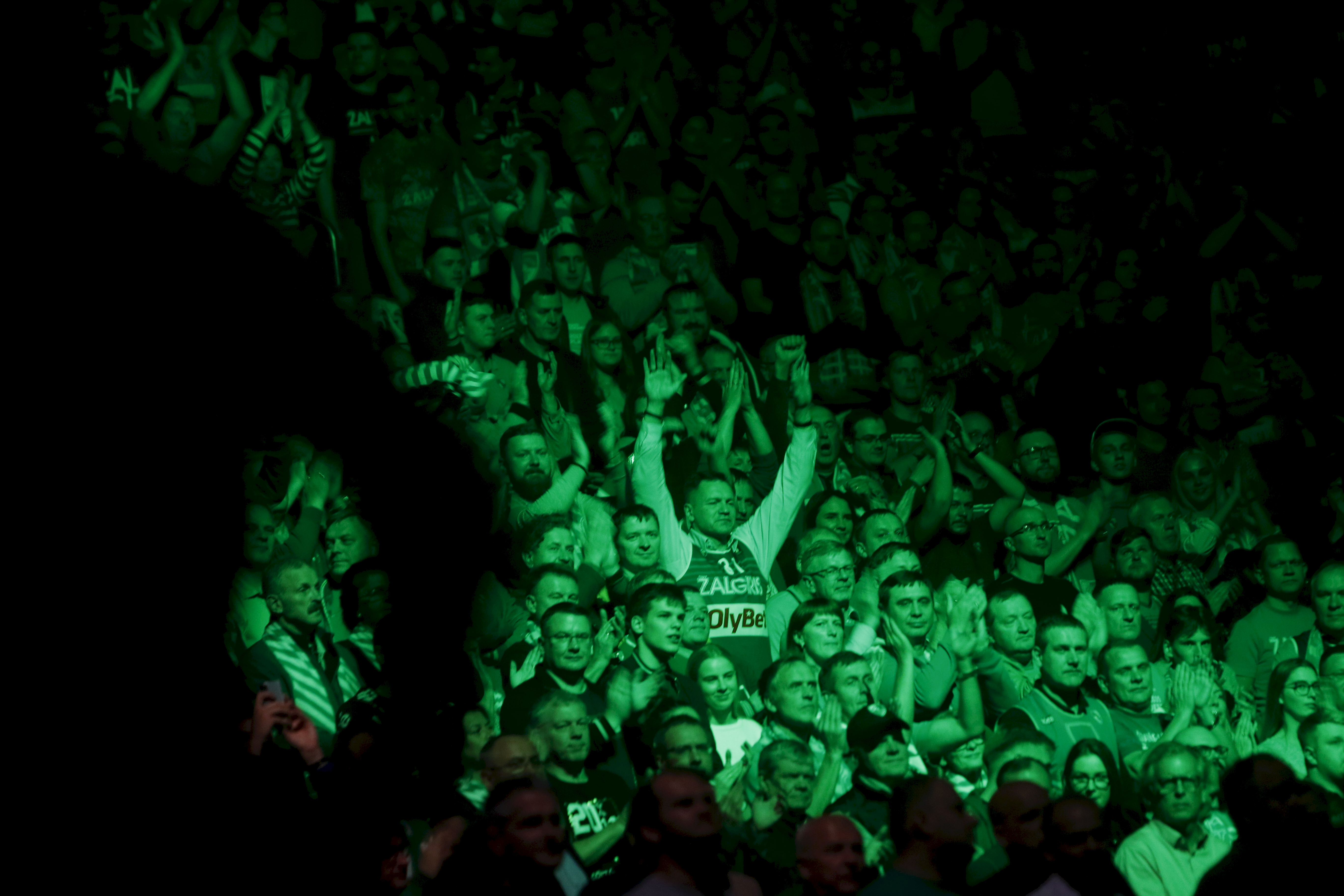 epa07928596 Zalgiris Kaunas fans during the Euroleague basketball match between Zalgiris Kaunas and Real Madrid in Kaunas, Lithuania, 17 October 2019.  EPA-EFE/TOMS KALNINS