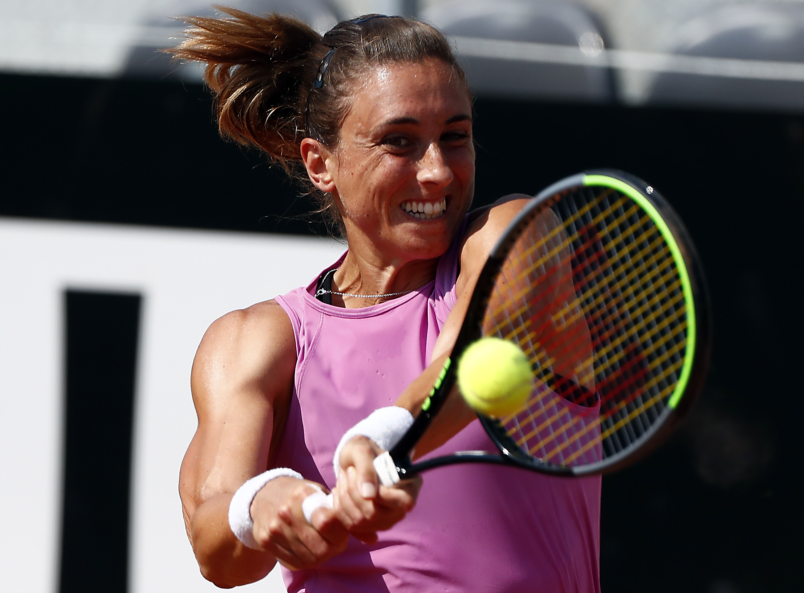epa08675862 Petra Martic of Croatia in action during her second round match against Yulia Putintseva of Kazakhstan at the Italian Open in Rome, Italy, 17 September 2020.  EPA-EFE/Angelo Carconi / POOL