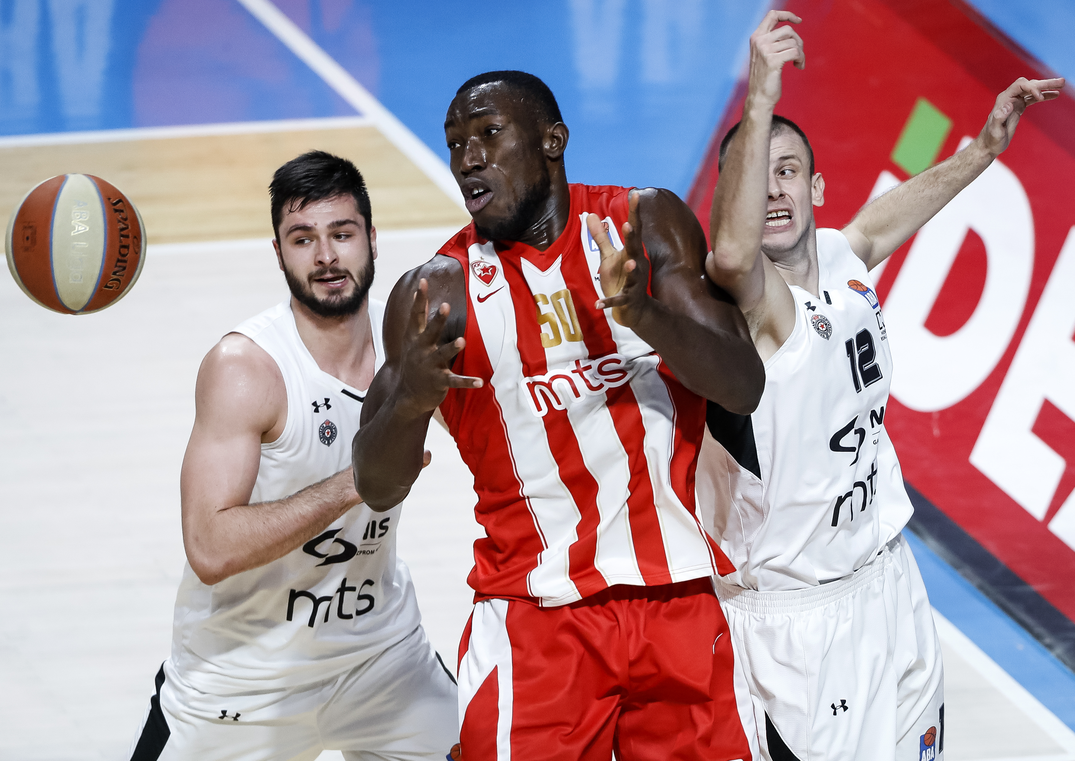Kosarka Basketball ABA season 2018-2019
Crvena Zvezda v Partizan
Michael Ojo (C) Nikola Jankovic (L) and Novica Velickovic 
Beograd, 03.03.2019
foto: Srdjan Stevanovic/Starsportphoto ©
