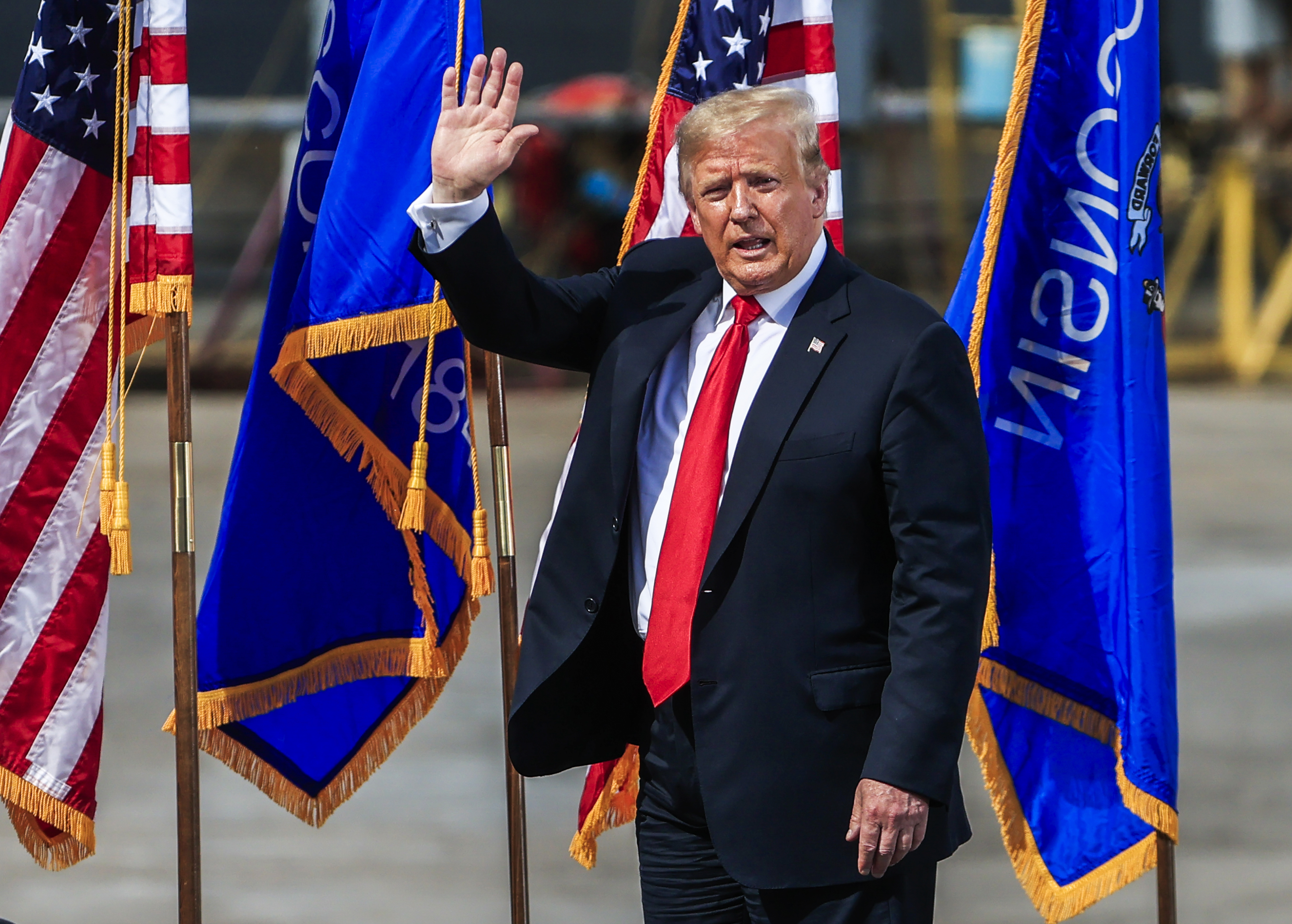 US President Donald J. Trump at Fincantieri Marinette Marine's shipbuilding facility