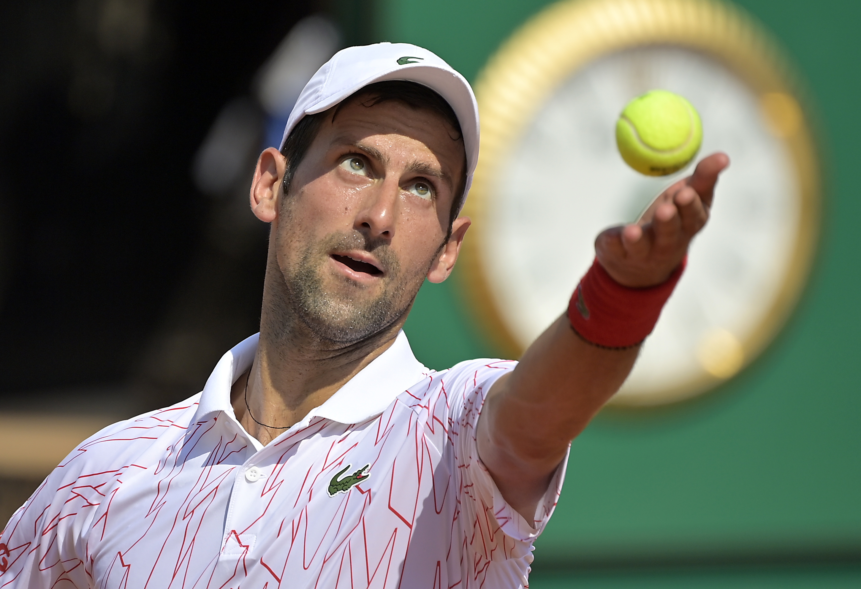 epa08672789 Novak Djokovic of Serbia in action during his second round match against Salvatore Caruso of Italy at the Italian Open in Rome, Italy, 16 September 2020.  EPA-EFE/Riccardo Antimiani / POOL