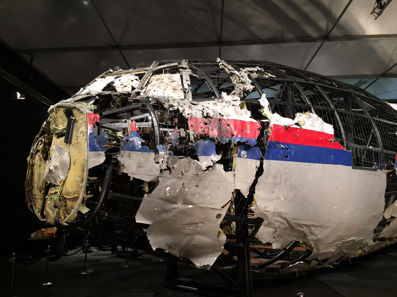 Reconstructed front of the Malaysia Airlines plane
