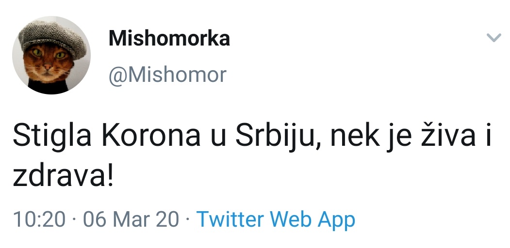 Reakcije na koronavirus; Twitter/Screenshot