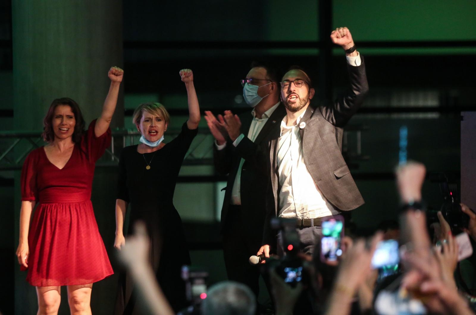 05.07.2020., Zagreb - Cekanje izbornih rezultata u izbornom stozeru politicke platforme Mozemo u MSU-u. Tomislav Tomasevic. 
Photo: Marin Tironi/PIXSELL