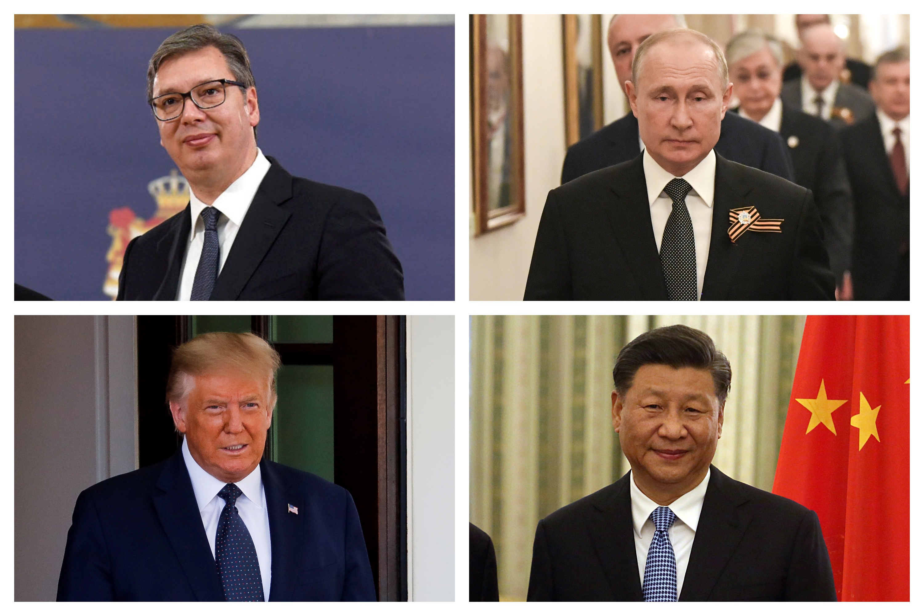 Aleksandar Vučić, Vladimir Putin, Donald Tramp, Si Djinping, Si Đinping Foto: EPA-EFE/ALEXEI DRUZHININ / SPUTNIK / KREMLIN / EPA-EFE/Al Drago / EPA-EFE/ALEXANDER BELTES / Arhiva