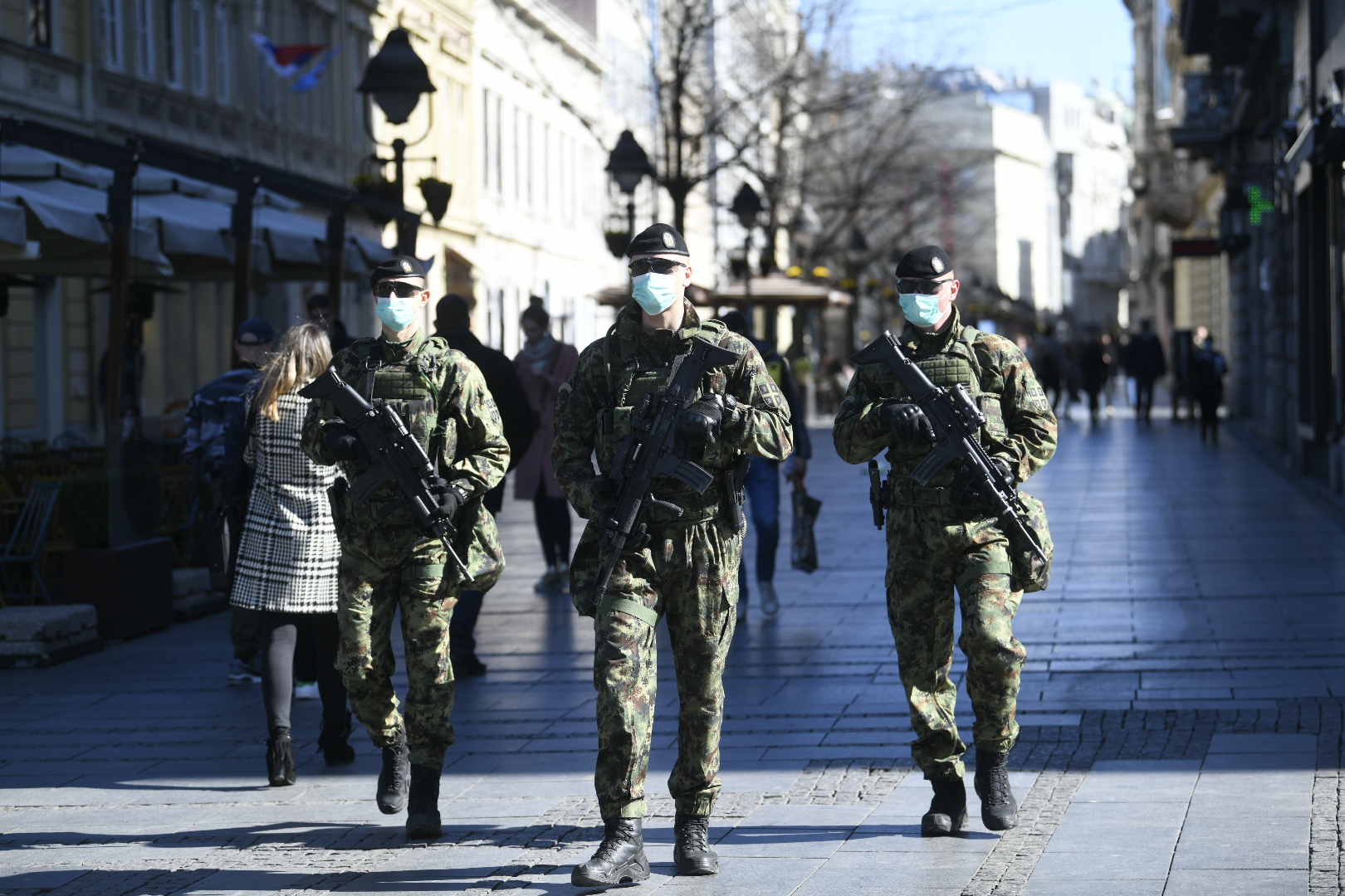Beograd 16.03.2020. Vojska Srbije na beogradskim ulicama usled vanrednog stanja zbog koronavirusa, koronavirus, Knez Mihailova, vanredno stanje Foto:Nemanja Jovanović/Nova.rs