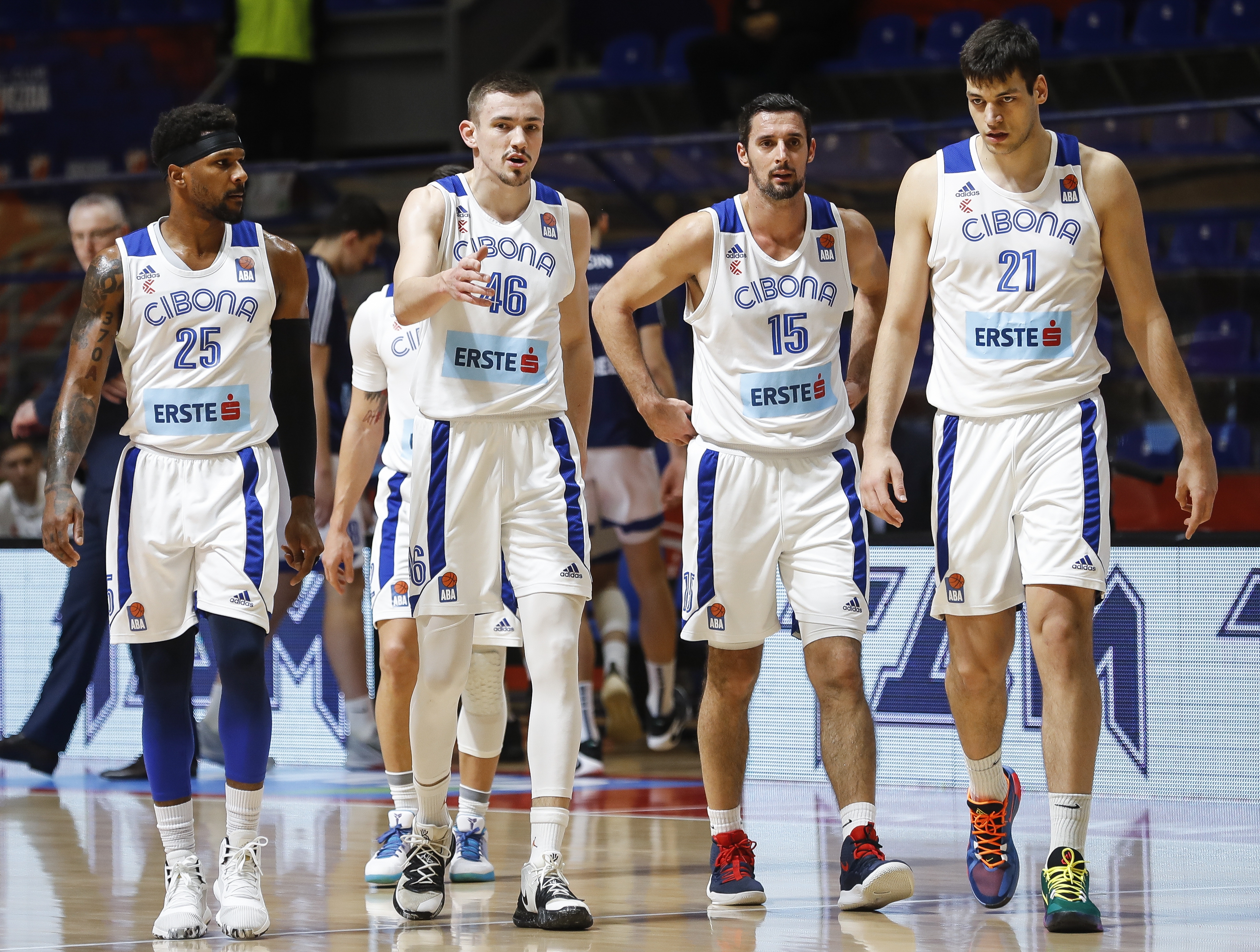 Kosarka Basketball ABA season 2019-2020
Crvena Zvezda v Cibona (Zagreb)
from left Shane Gibson Marko Ramljak Ivan Novacic and Kresimir Ljubicic
Beograd, 20.01.2020.
foto: Srdjan Stevanovic/Starsportphoto ©