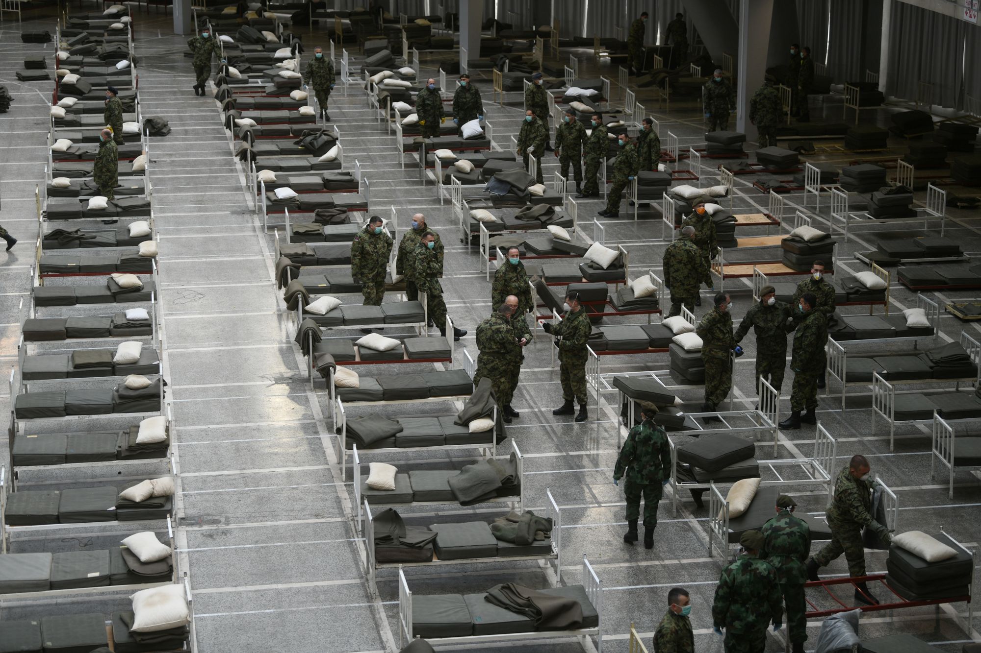 Beograd 24.03.2020. Beogradski sajam, privremena bolnica, vojska, vojnici, koronavirus, vanredno stanje Foto: Filip Krainčanić/Nova.rs