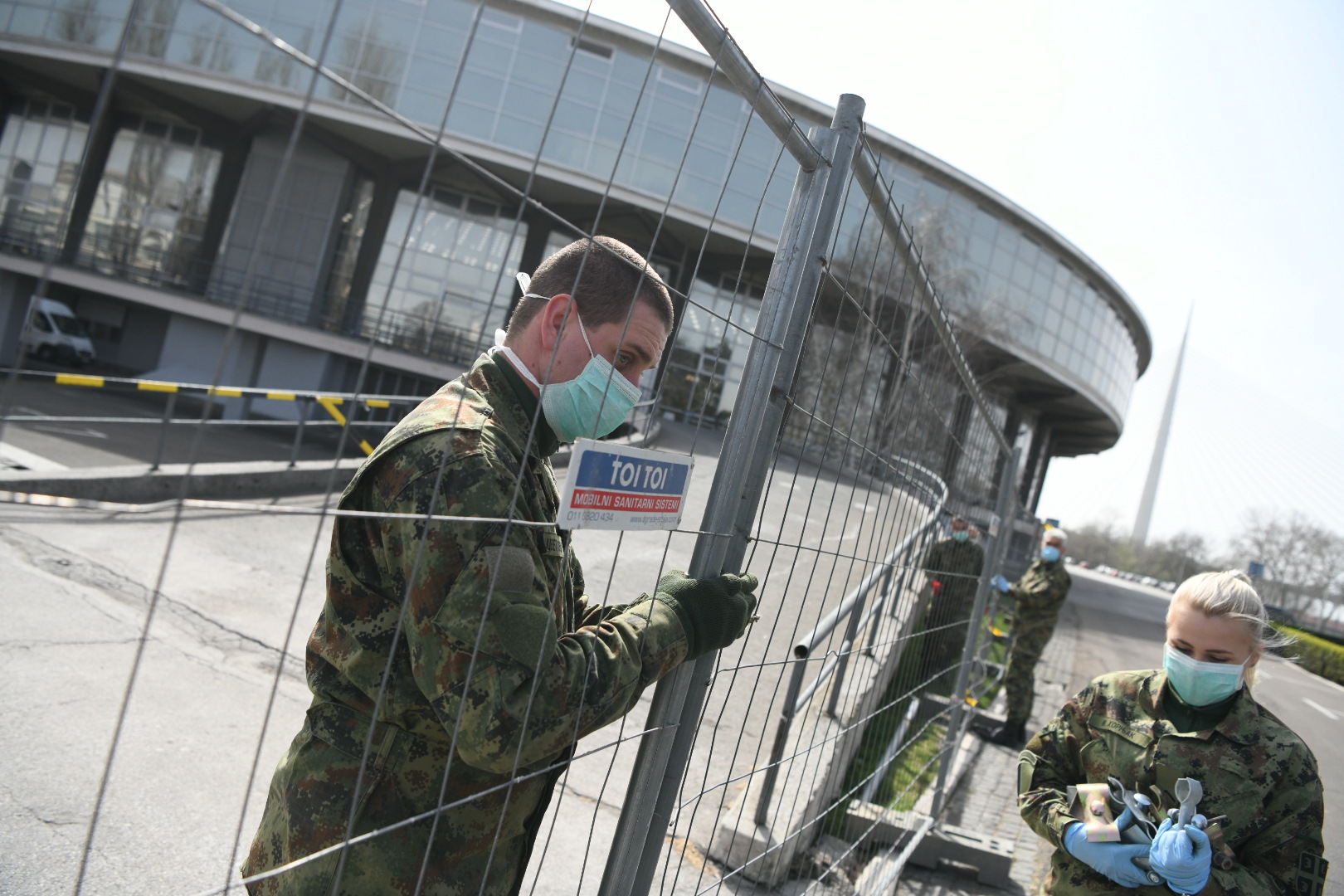 Beograd 27.03.2020. Beogradski sajam poslednje pripreme za prihvat pavijenata zaraženih koronavirusom Vojska Srbije karantin izolacija prihvatni centar koronavirus Foto:Vesna Lalić/Nova.rs