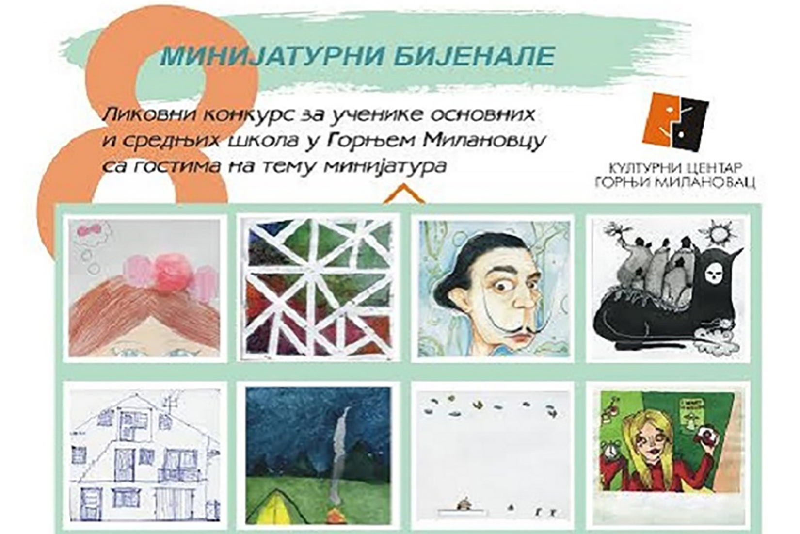 Minijaturni bijenale, Likovni konkurs za učenike osnovnih i srednjih škola u Gornjem Milanovcu sa gostima na temu minijatura Foto: Kulturni centar Gornji Milanovac/Promo