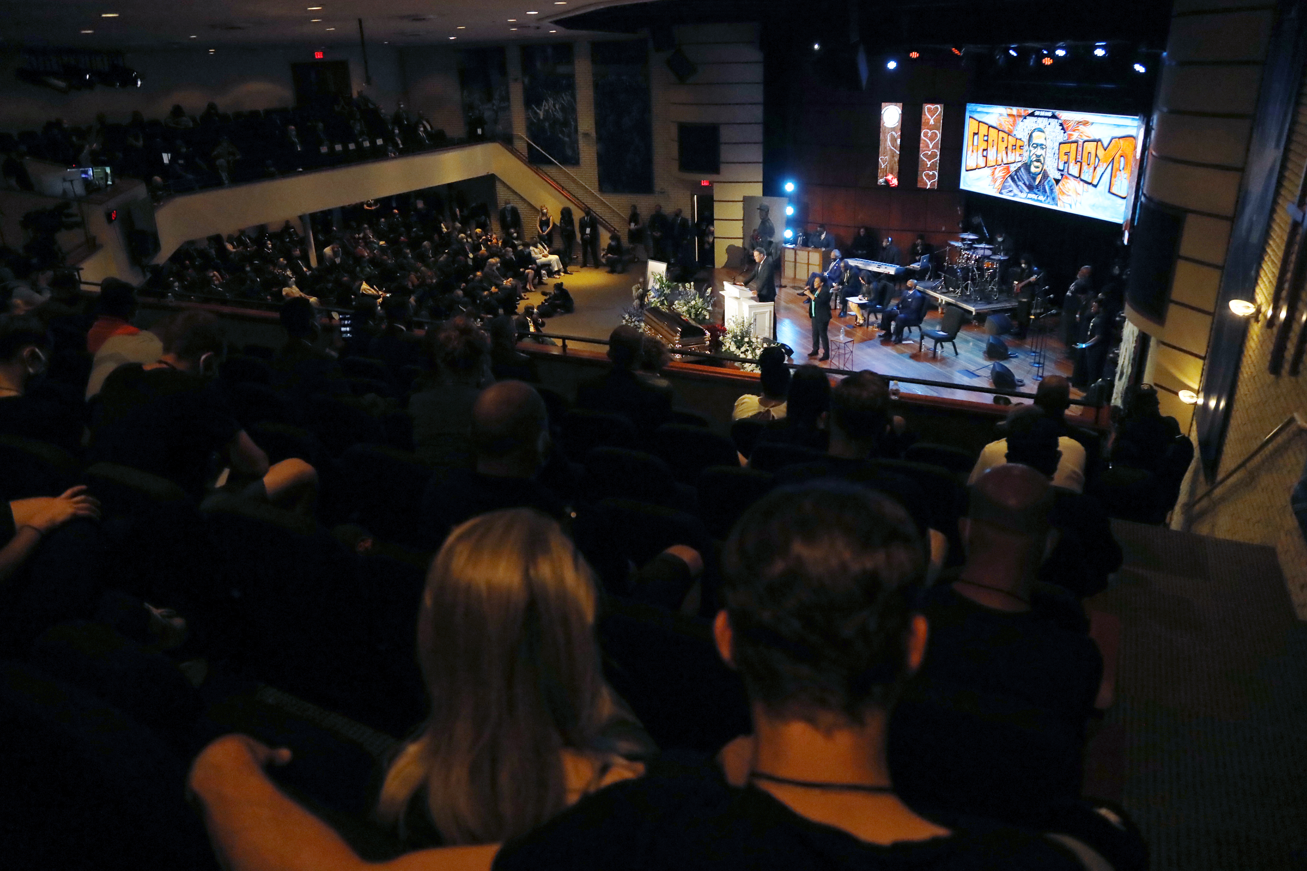 North Central University President Scott Hagan, Ph.D. speaks during a memorial service for George Floyd at the school's Frank J. Lindquist Sanctuary Thursday, June 4, 2020, in Minneapolis. (AP Photo/Julio Cortez)