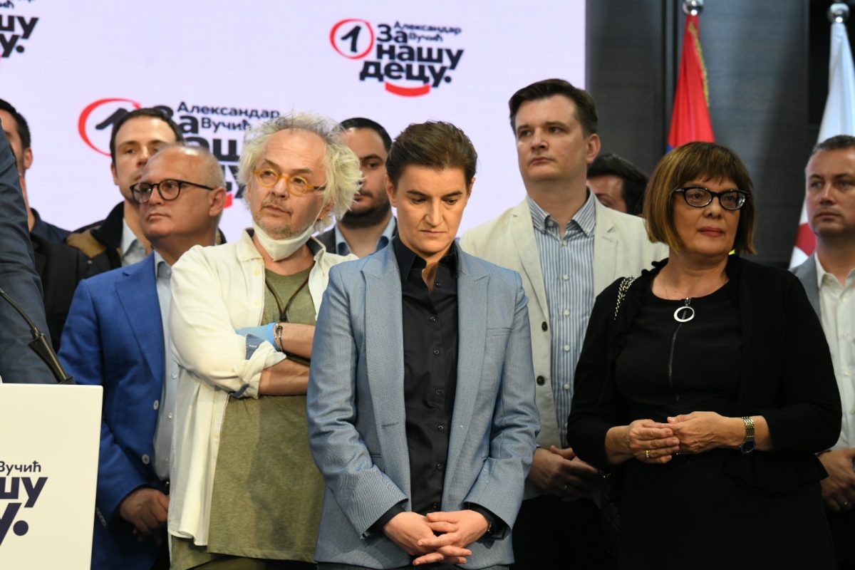 Beograd 21.06.2020. Goran Vesić, Ivan Tasovac, Ana Brnabić, Milenko Jovanov, Maja Gojković SNS, Srpska napredna stranka, Izborni štab, Izbori2020 Foto: Vesna Lalić/Nova.rs
