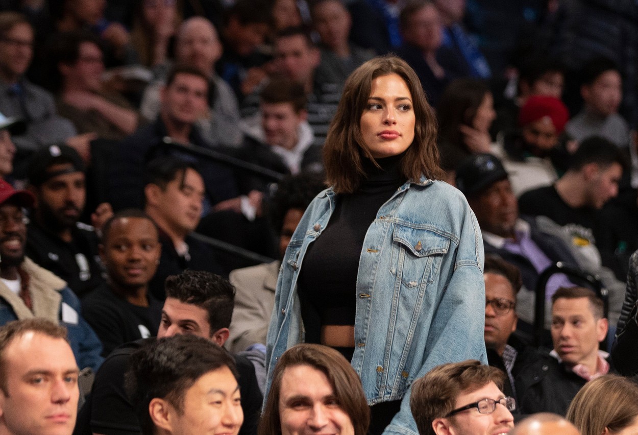 Ashley Graham and Karlie Kloss attend Brooklyn Nets game at Barclays Center
