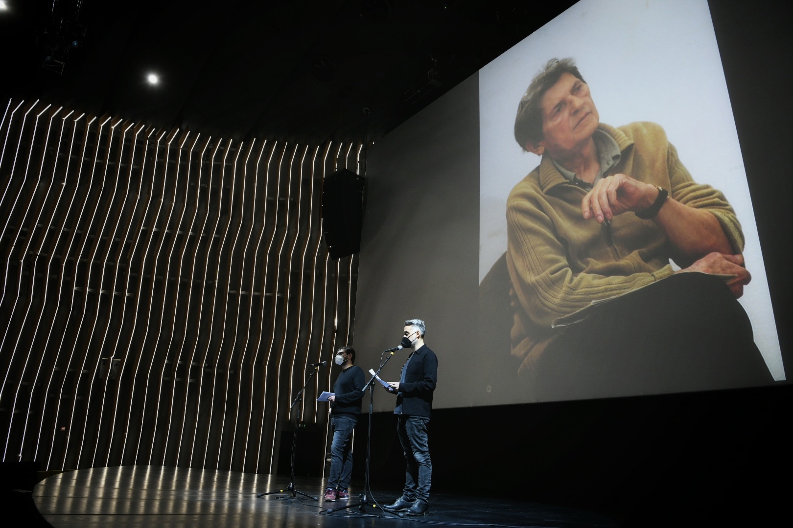 Srdan Golubović i Stefan Ivančić  na otvaranju FAF-a Beograd 27.11.2020. Otvaranje festivala autorskog filma, Festival autorskog filma.  Srdan Golubovic