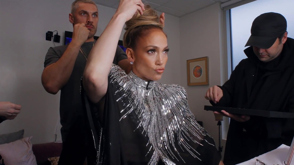 Jennifer Lopez hand sanitising and getting her make up done behind the Scenes of World of Dance