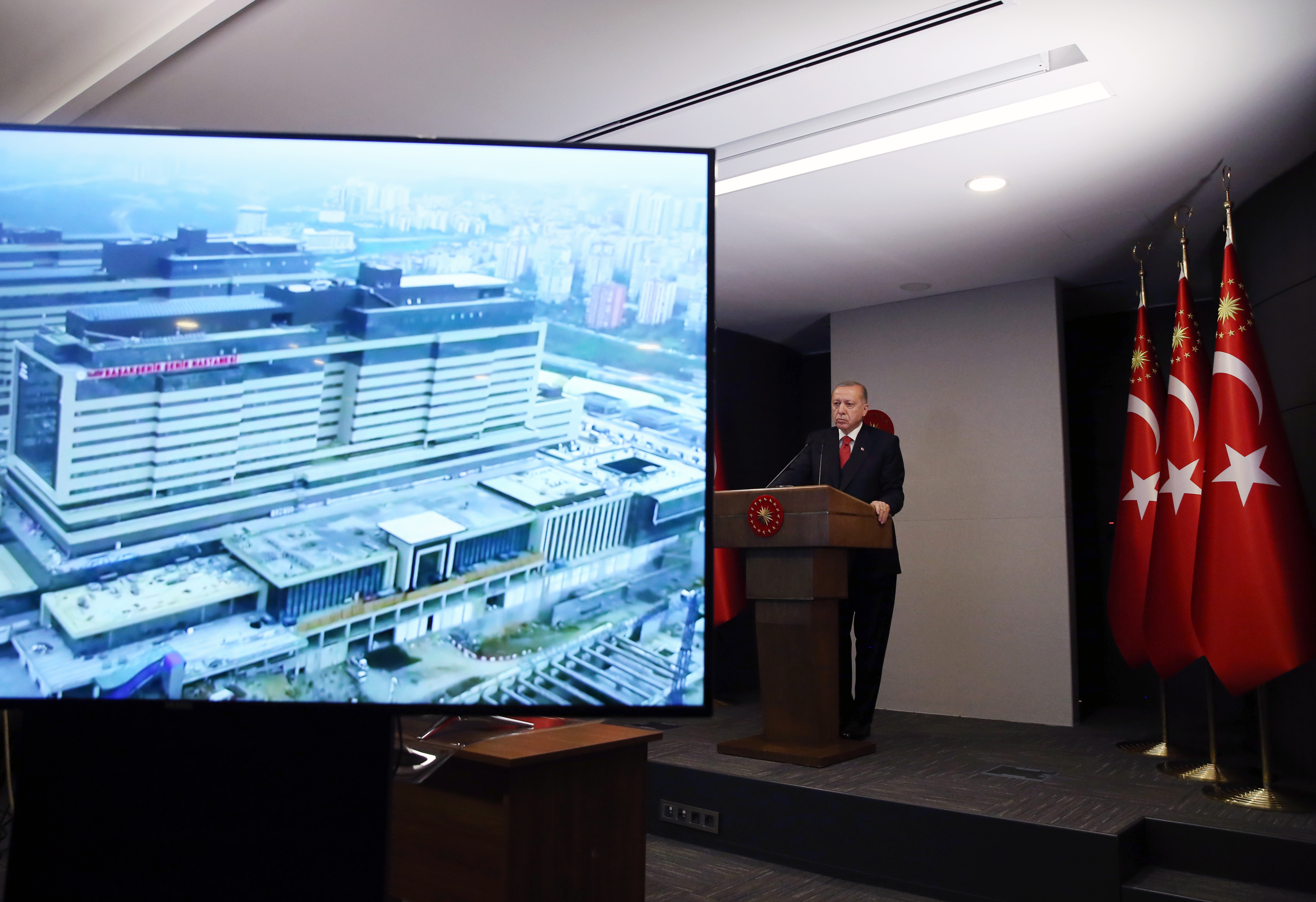 Turkish President Erdogan attends opening ceremony of Basaksehir City Hospital via video conference