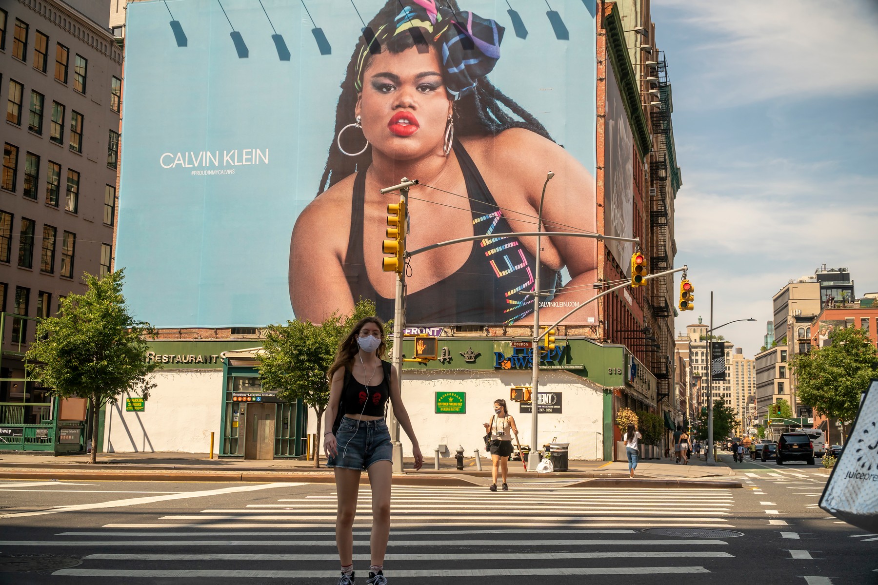 The Calvin Klein billboard in the Soho neighborhood of New York featuring the performer Chika on Saturday, June 20, 2020.,Image: 534241408, License: Rights-managed, Restrictions: , Model Release: no, Credit line: Richard B. Levine / ddp USA / Profimedia