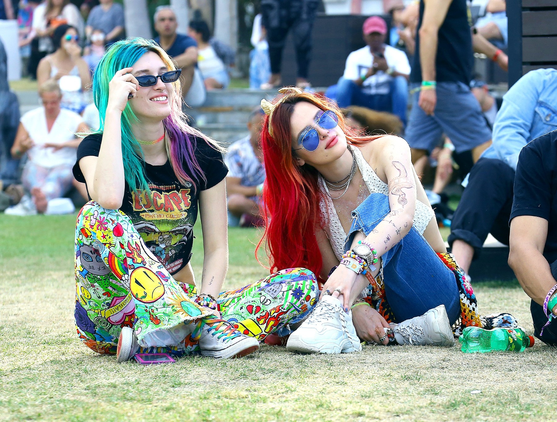 EXCLUSIVE: Bella Thorne spotted enjoying the second weekend of Coachella with sister Dani in Indio, CA.