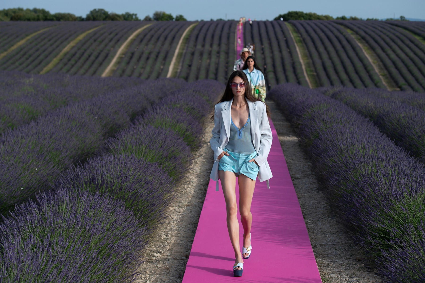 A model walks the runway during the Jacquemus Spring Summer 2020 show in Valensole, France on June 24, 2019., Image: 451333589, License: Rights-managed, Restrictions: , Model Release: no, Credit line: Marechal Aurore/ABACA / Abaca Press / Profimedia