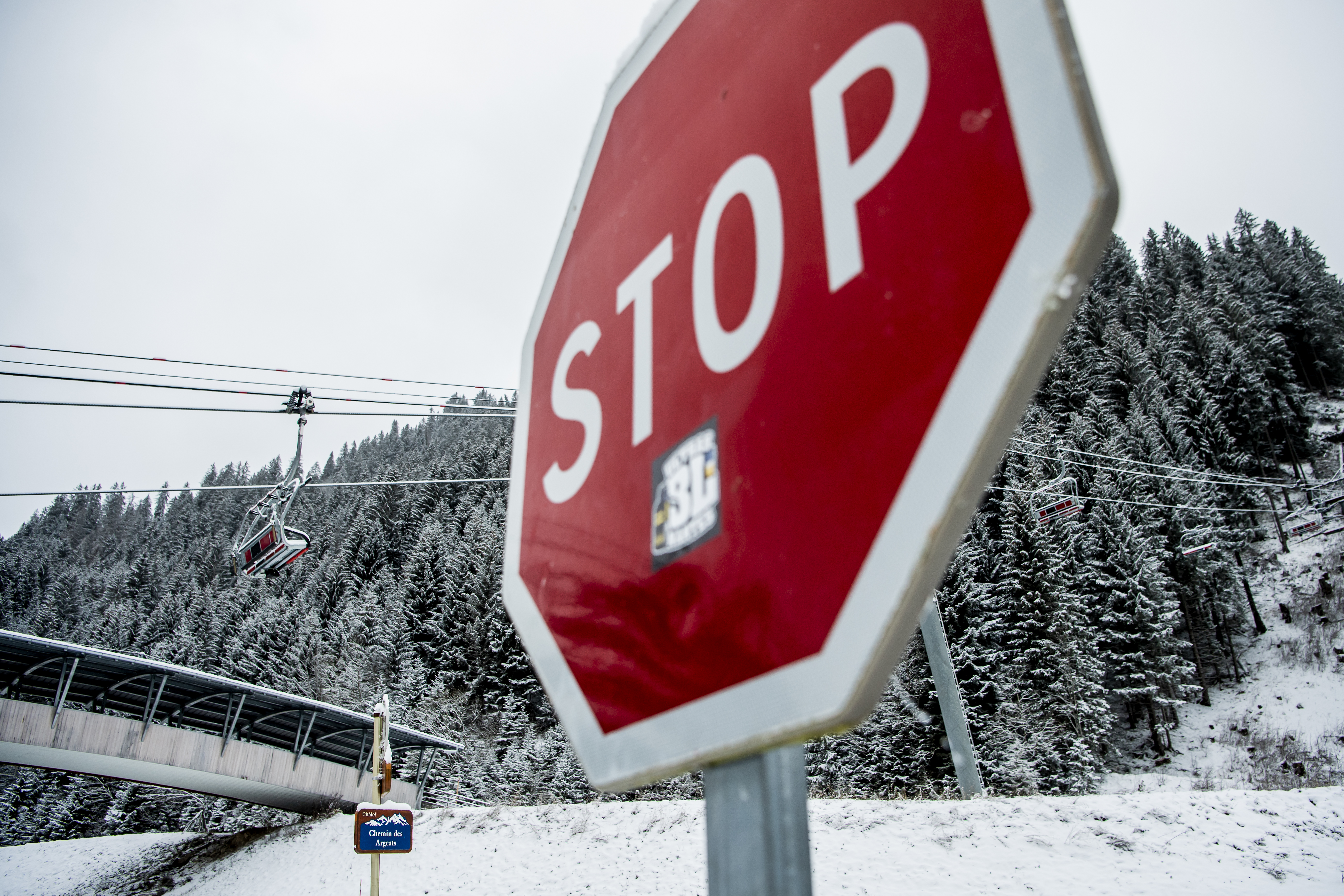 Ski lifts closed due to coronavirus restrictions in Chatel, France