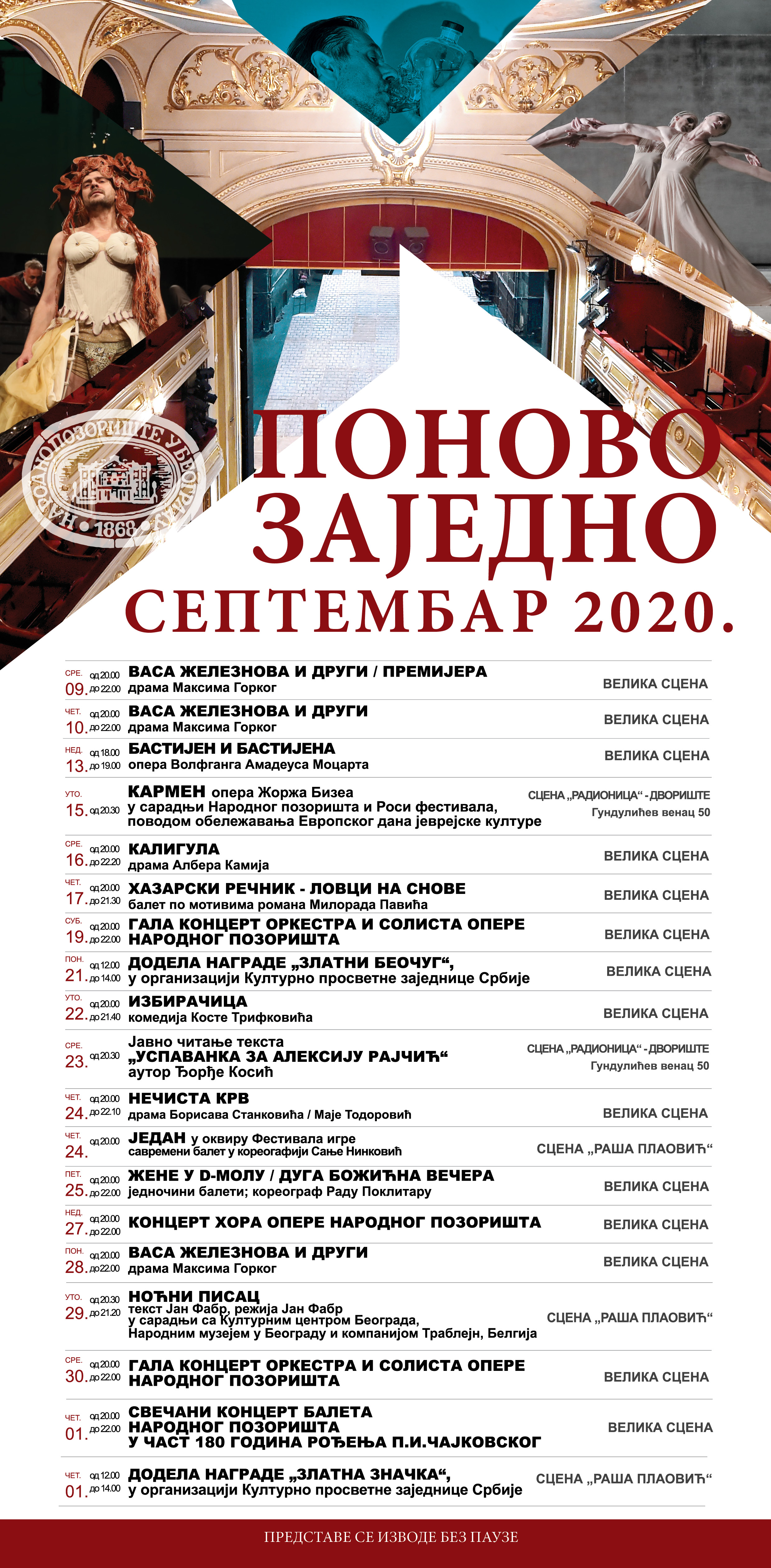Narodno pozoriste u Beogradu repertoar 2020