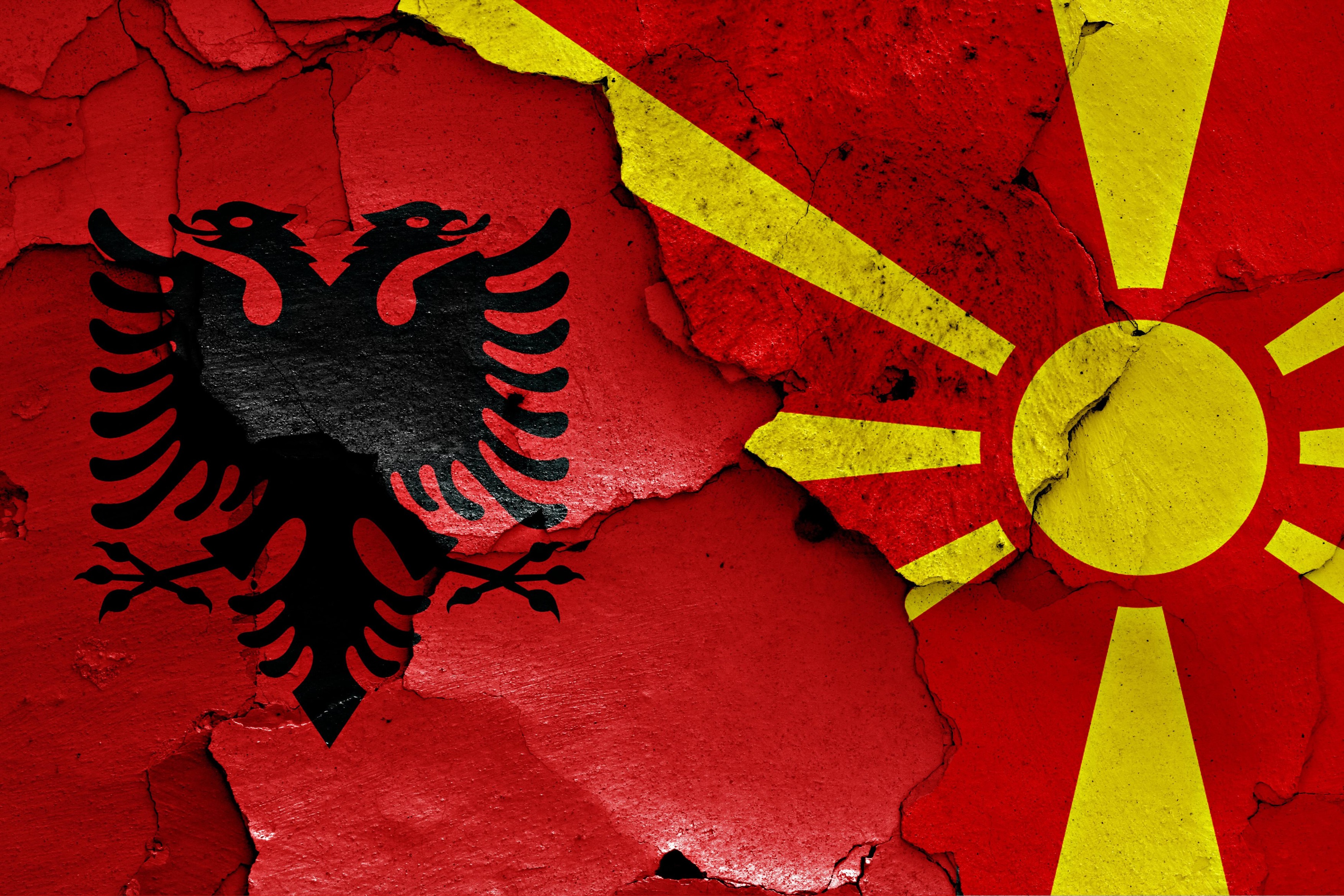 Albanska zastava, zastava Severne Makedonije, Severna Makedonija, ilustracija Foto: Profimedia.rs