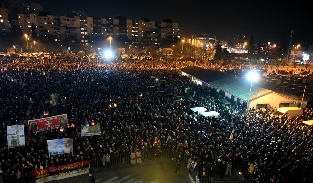 Protesti Crna Gora, crkva, zakon, sporni, crnogorski, svestenik, svestenici, popovi, setnja, Srpska pravoslavna crkva, Podgorica,  Foto: EPA-EFE/BORIS PEJOVICf