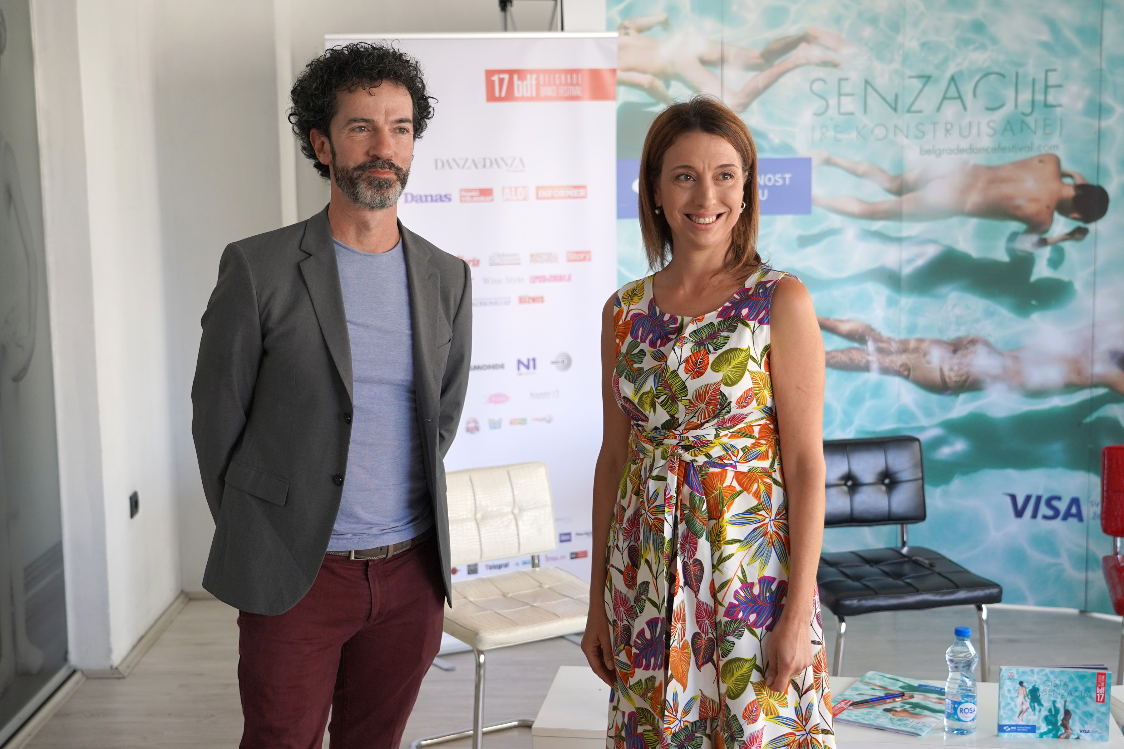 Beograd, 14. septembra 2020 - Koreograf Erve Kubi i direktor i osnivac Beogradskog festivala igre Aja Jung. Konferencija za medije posvecena nastupu Kompanije Ervea Kubija na Beogradskom festivalu igre. FOTO TANJUG/ DRAGAN KUJUNDZIC/bs