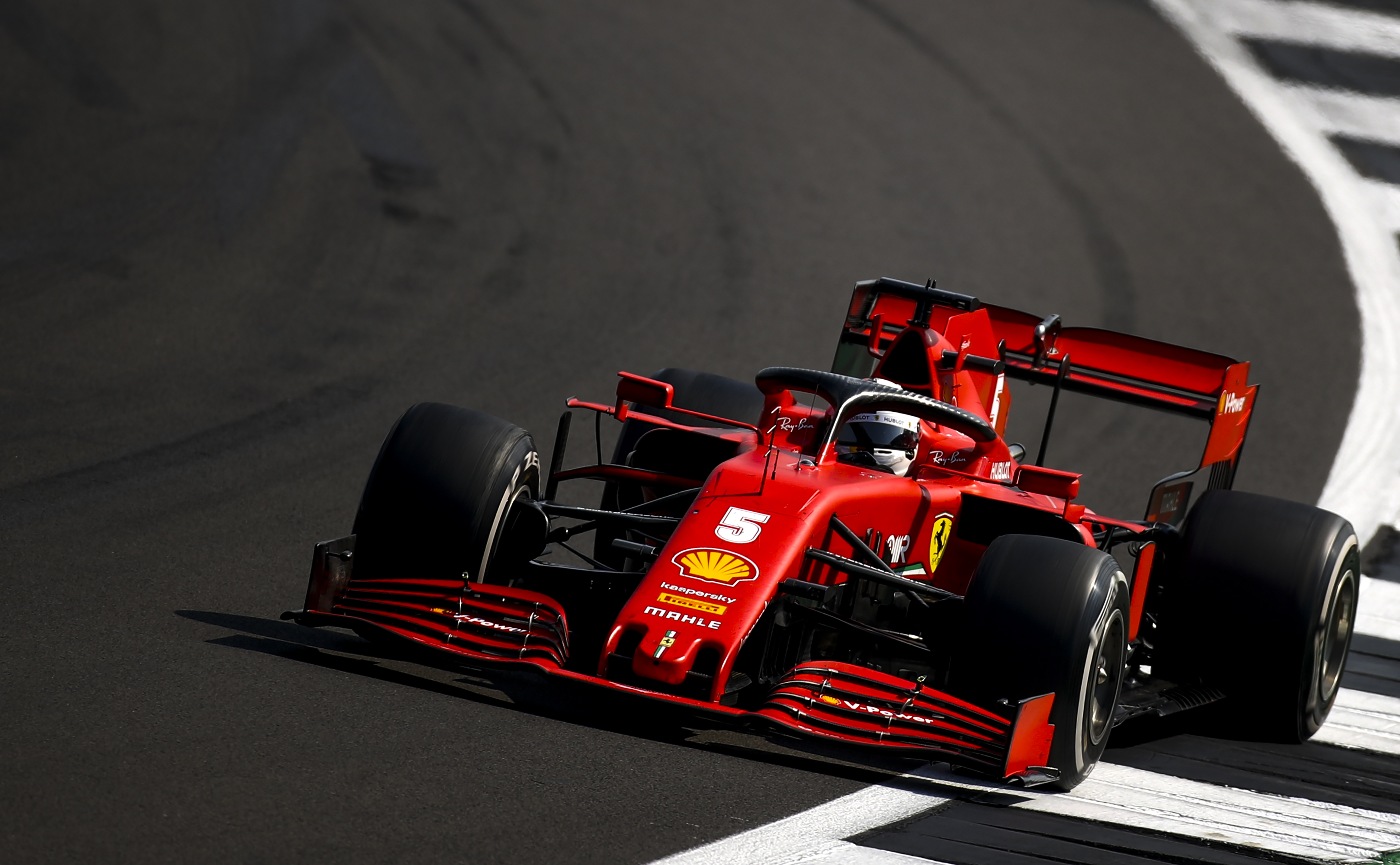 epa08593440 German Formula One driver Sebastian Vettel of Scuderia Ferrari in action during the 70th Anniversary Formula One Grand Prix of Great Britain at the Silverstone Circuit, in Northamptonshire, Britain, 9 August 2020.  EPA-EFE/Bryn Lennon/ Pool