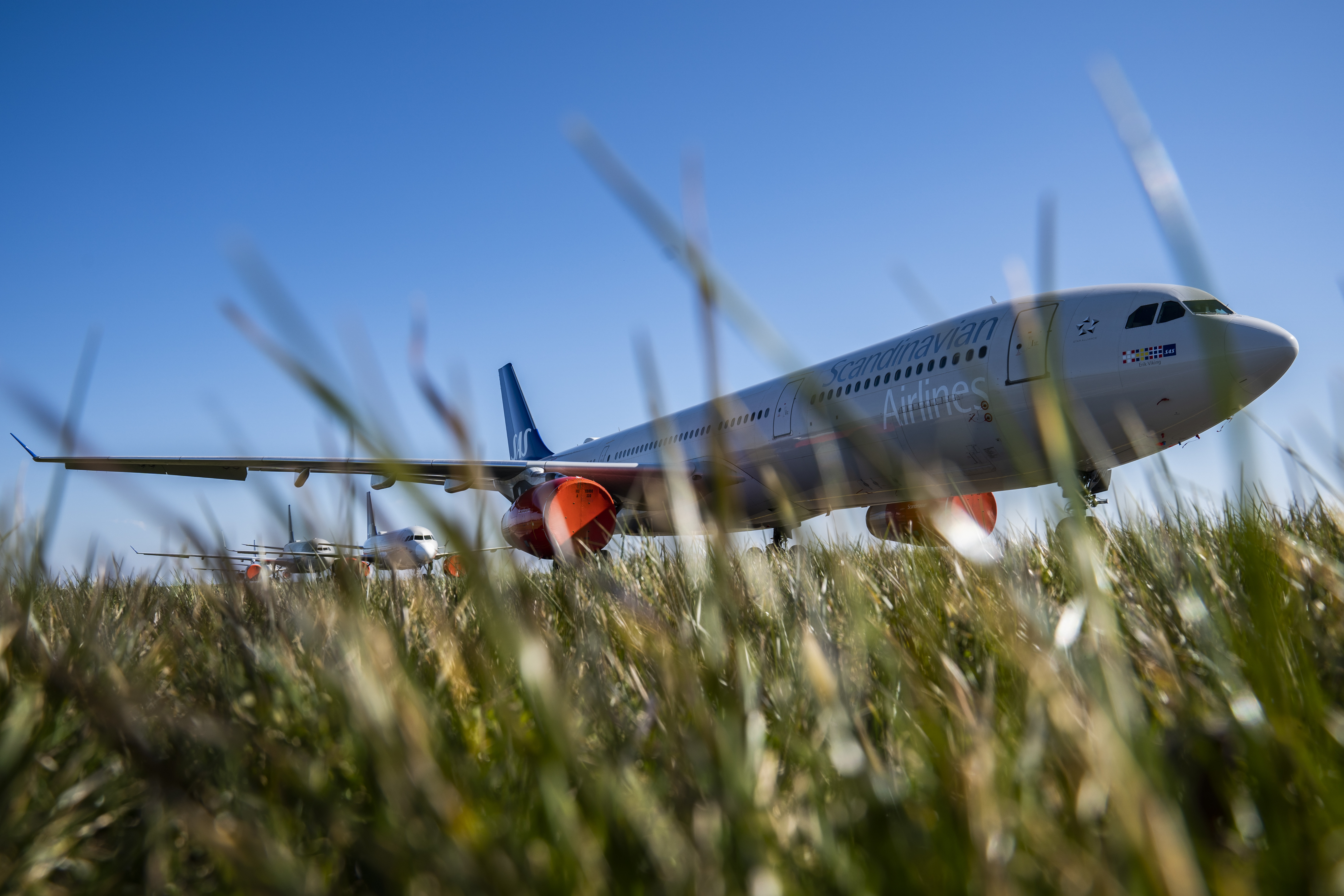 Grounded aircrafts at Copenhagen Airport