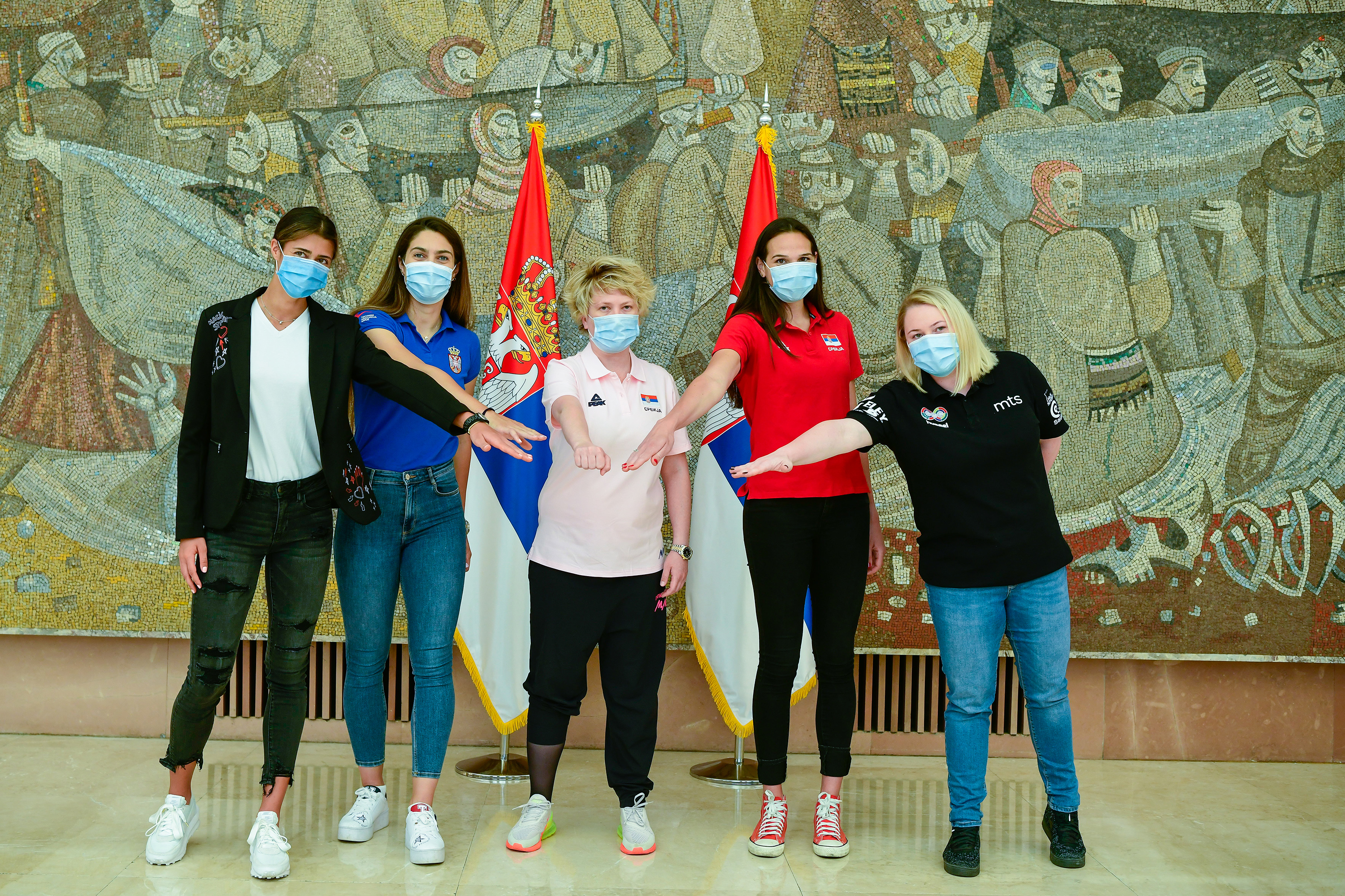 Beograd 30.07.2020 Olga Danilovic, Milica Mandic, Marina Maljkovic, Sonja Petrovic, Zorana Arunovic, Palata Srbije, Projekat za razvoj i omasovljenje enskog sporta u Srbiji, Foto: Goran Srdanov/Nova.rs