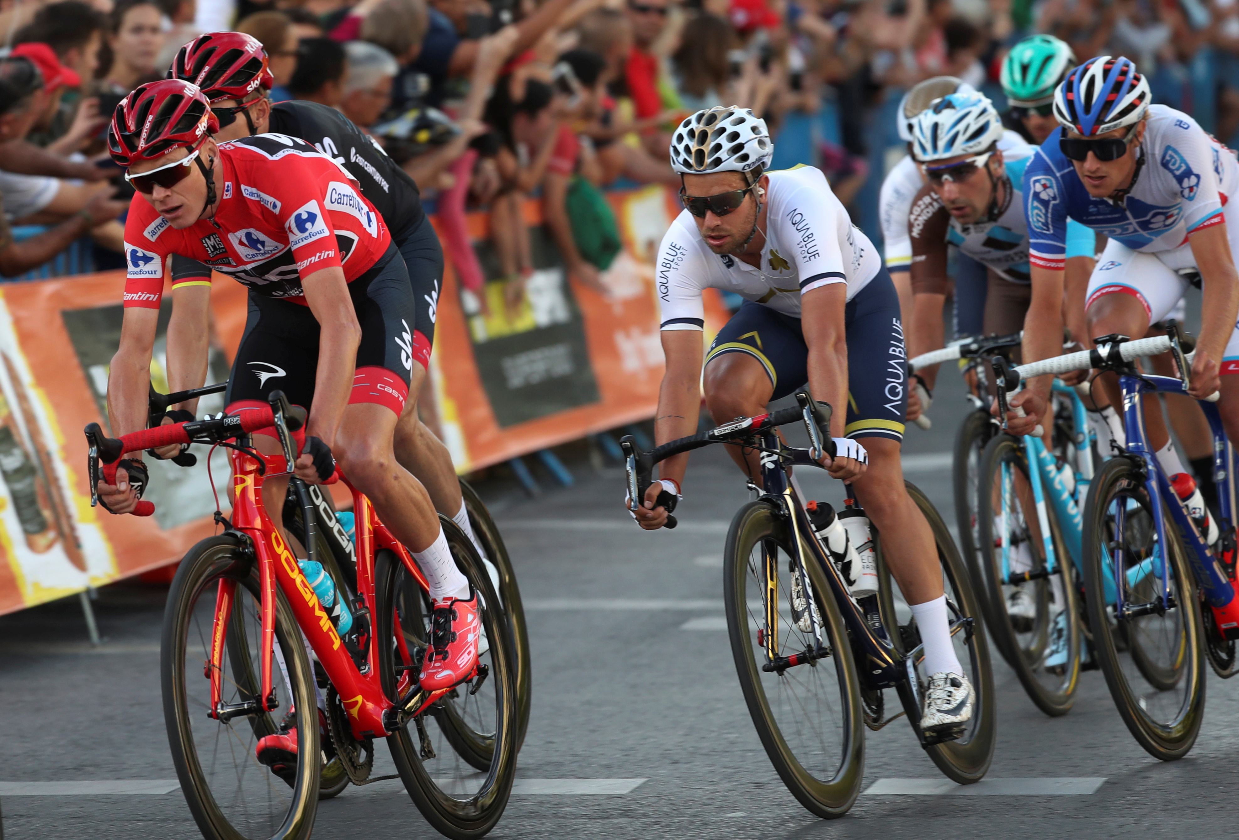 Team Sky rider Froome of Britain rides during the last stage of the La Vuelta Tour of Spain cycling race in Madrid