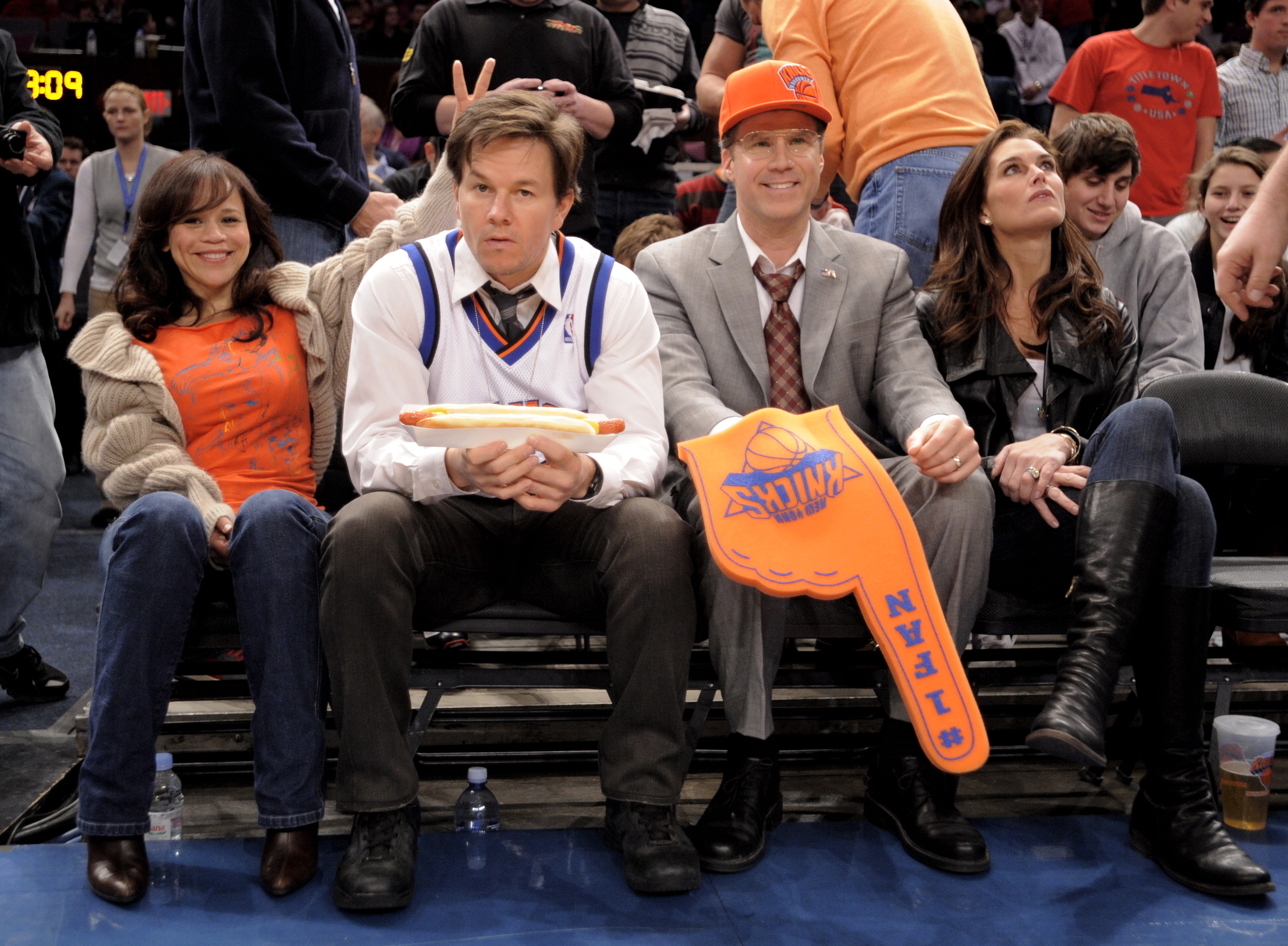 Actors Rosie Perez (L), Mark Wahlberg (2nd L), Will Ferrell (2nd R) and Brooke Shields (R)